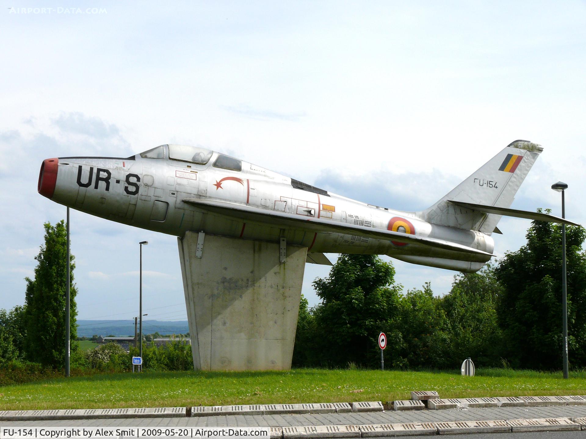 FU-154, 1953 Republic F-84F Thunderstreak C/N Not found (53-6806/FU-30/FU-15, Republic F-84F Thunderstreak 53-6806/FU-154/UR-S Belgian Air Force preserved at a roundabout near Florennes AFB in Belgium