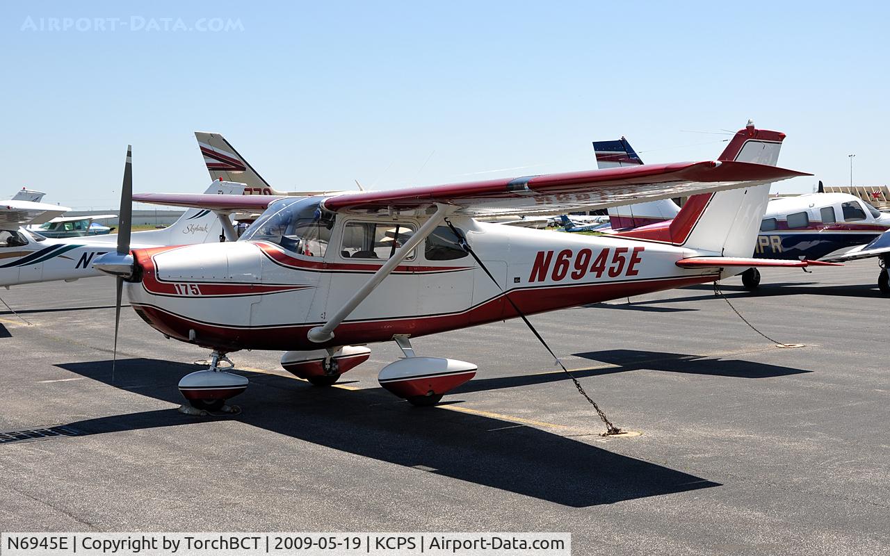 N6945E, Cessna 175A Skylark C/N 56445, Cessna Skylark on the KCPS General Aviation ramp.