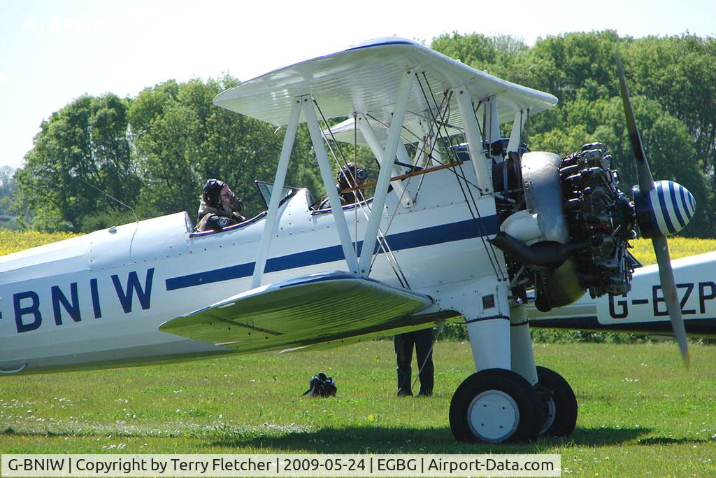 G-BNIW, 1941 Boeing PT-17 Kaydet (A75N1) C/N 75-1526, 1941 Stearman prepares for departure at Leicester 2009 May Bank Holiday Fly-in