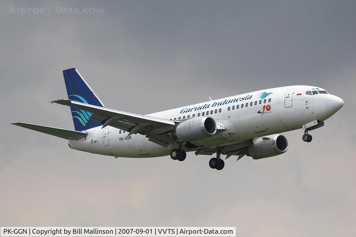 PK-GGN, 1998 Boeing 737-3U3 C/N 28735, Coming in before the weather turned to a monsoonal deluge