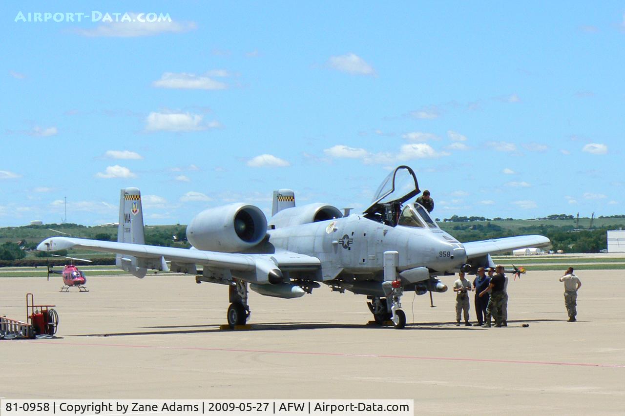 81-0958, 1981 Fairchild Republic A-10A Thunderbolt II C/N A10-0653, At Alliance, Fort Worth
