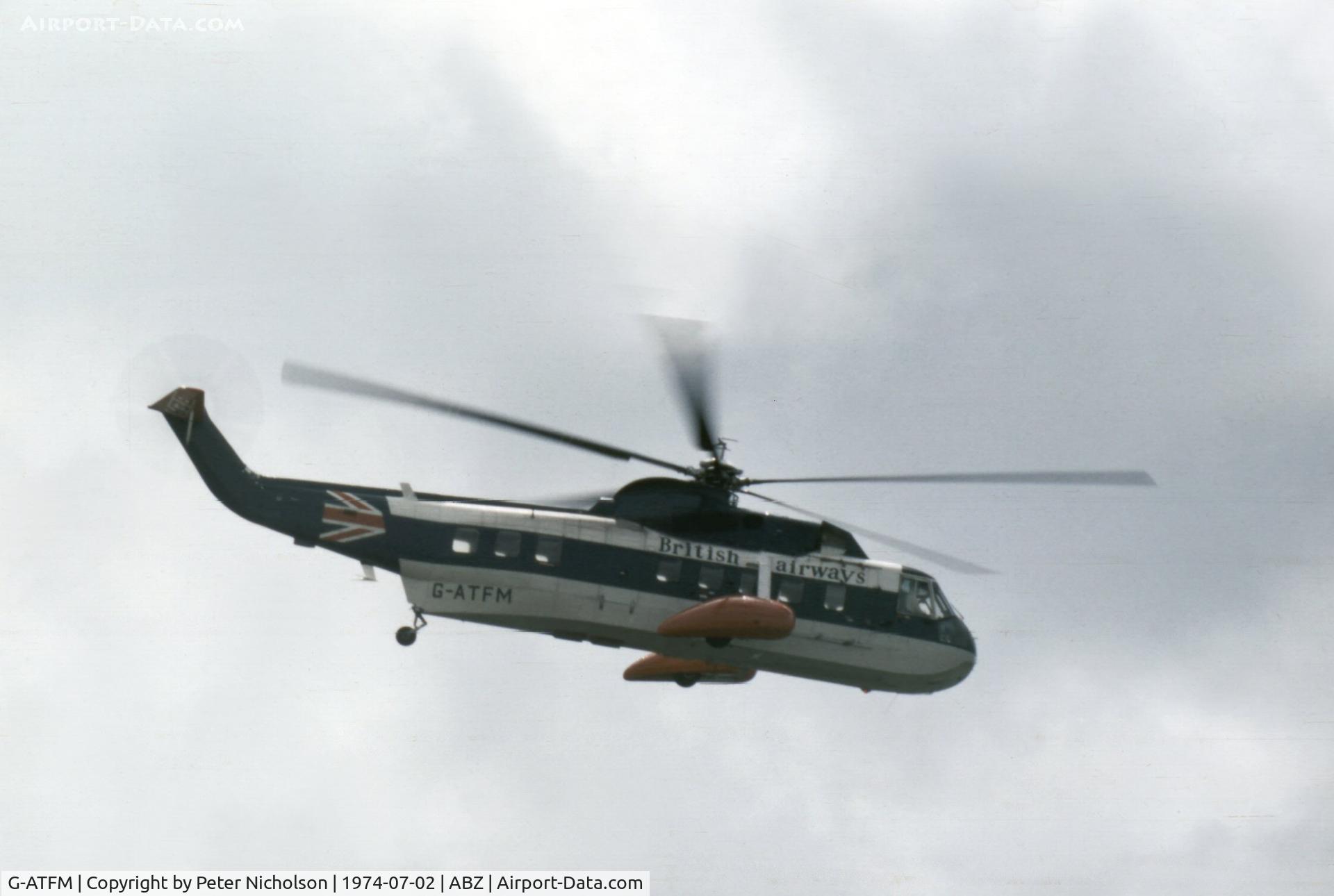 G-ATFM, 1965 Sikorsky S-61N C/N 61270, S-61N of British Airways Helicopters at Aberdeen in the Summer of 1974.