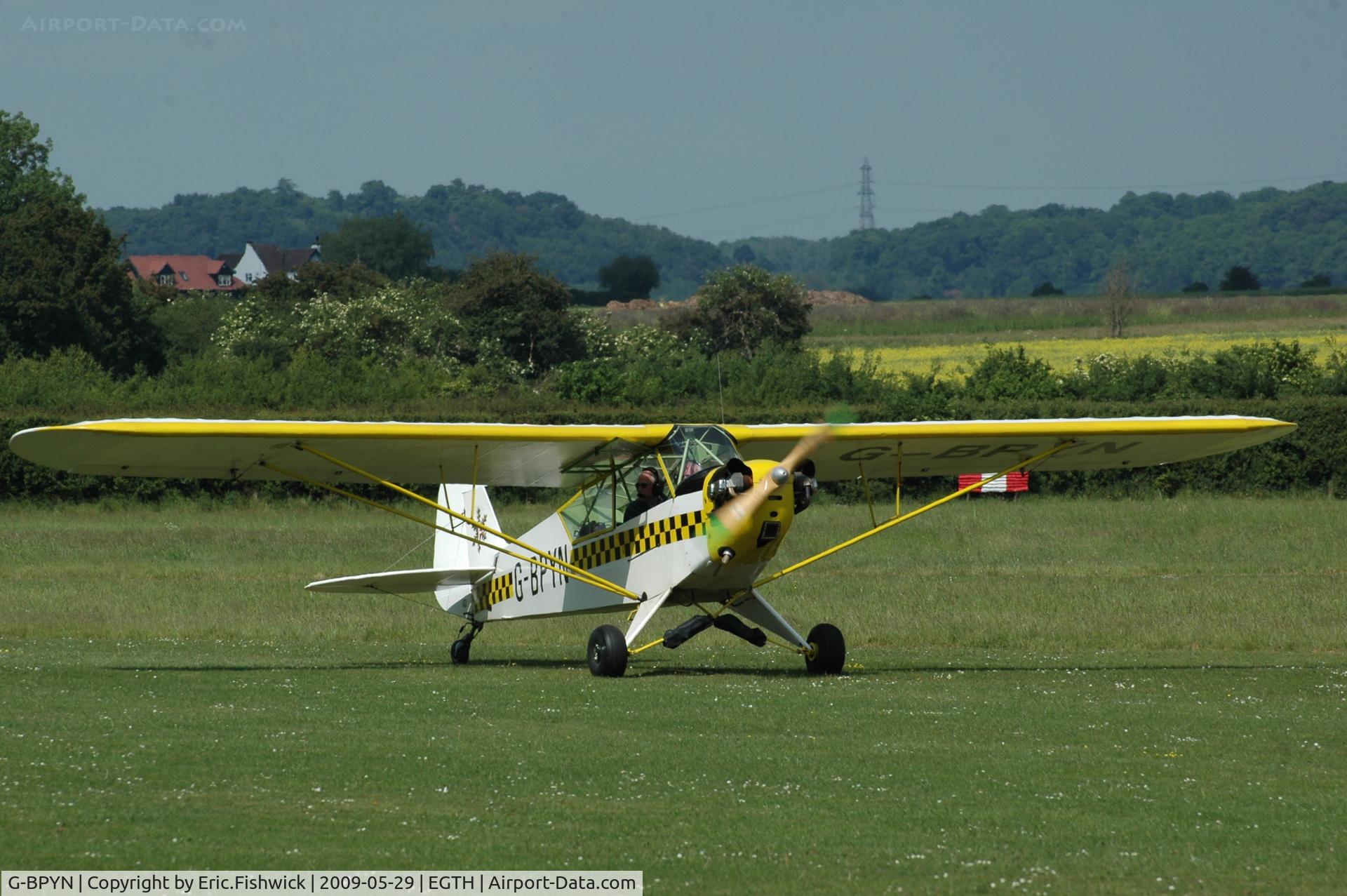 G-BPYN, 1943 Piper L-4H Grasshopper (J3C-65D) C/N 11422, 2. G-BPYN departing Shuttleworth (Old Warden) Aerodrome.