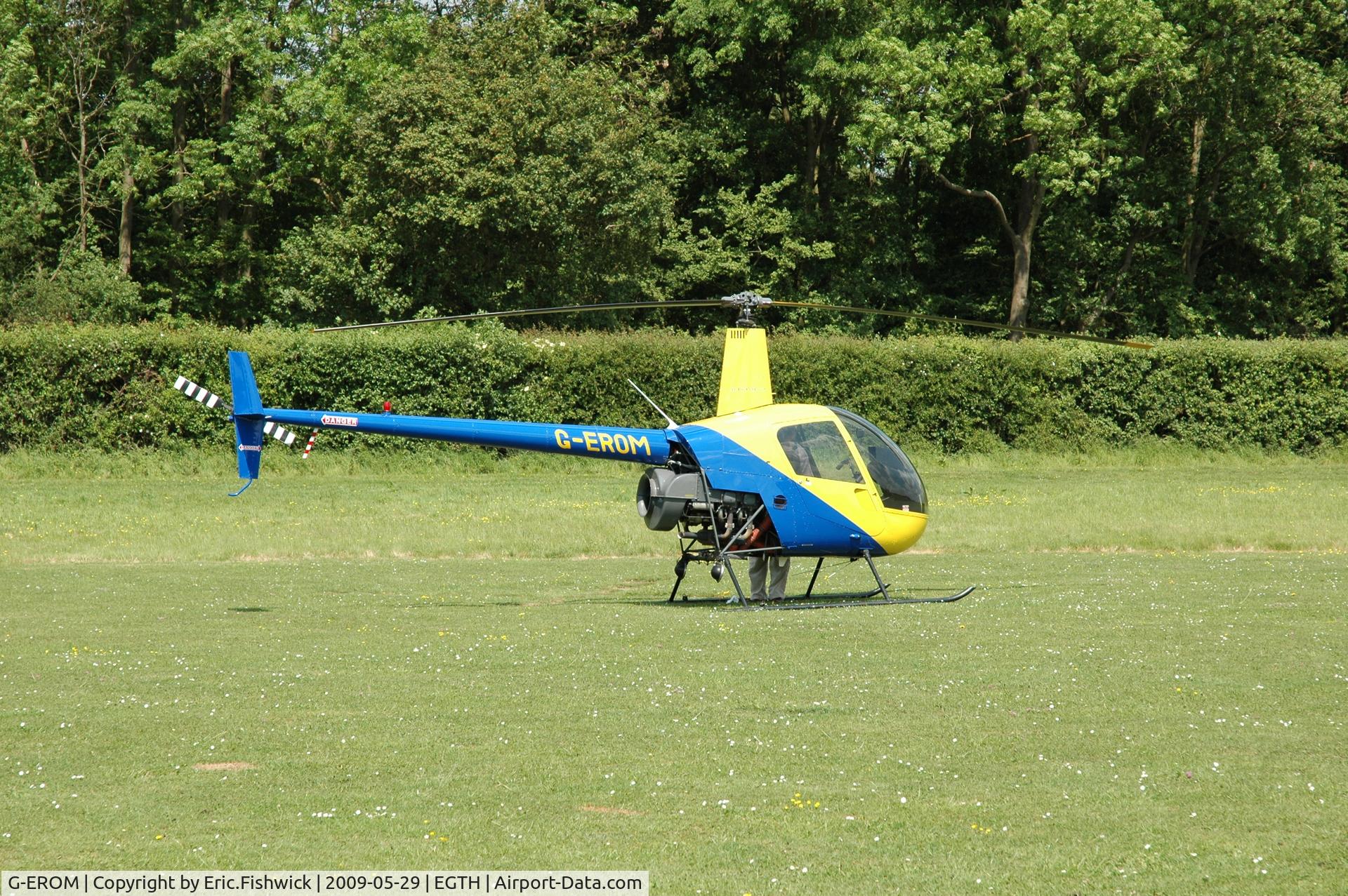G-EROM, 2002 Robinson R22 Beta C/N 3383, 2. G-EROM visiting Shuttleworth (Old Warden) Aerodrome.