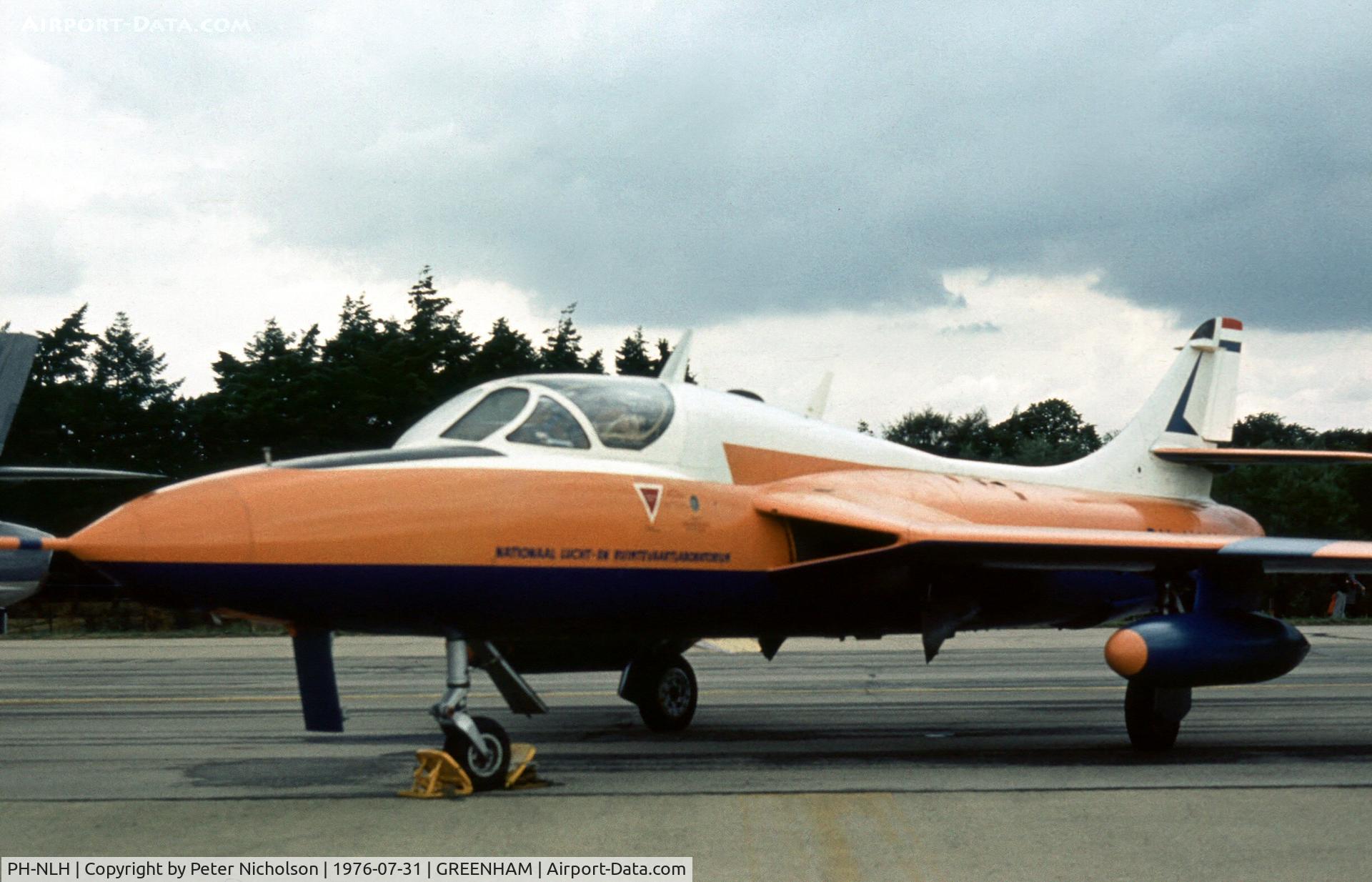 PH-NLH, Hawker Hunter T.7 C/N 41H-695342, Royal Dutch National Air Laboratory Hunter T.7 at the 1976 Intnl Air Tattoo at RAF Greenham Common.
