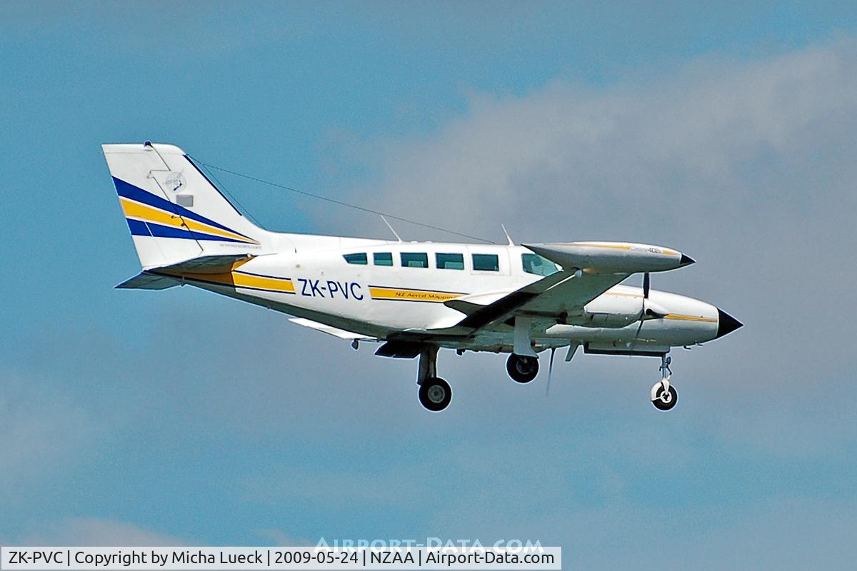 ZK-PVC, 1974 Cessna 402B Businessliner C/N 402B-0559, On approach to Auckland