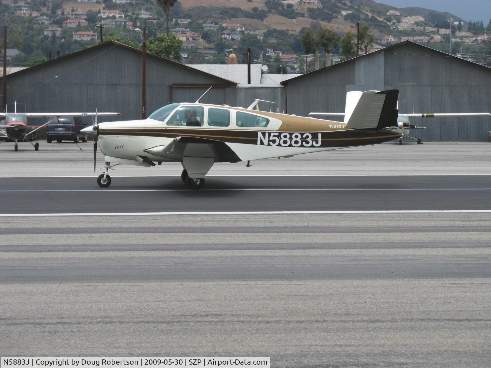N5883J, 1965 Beech S35 Bonanza C/N D-7874, 1965 Beech S35 BONANZA, Continental IO-520-B 285 Hp, takeoff roll Rwy 22