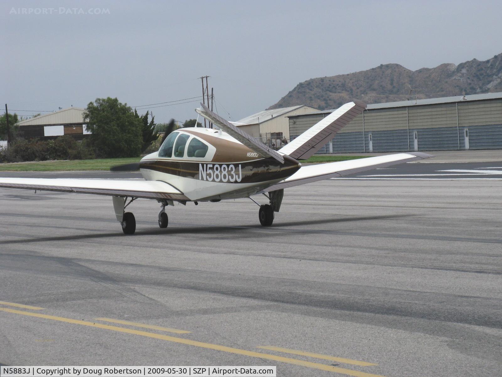 N5883J, 1965 Beech S35 Bonanza C/N D-7874, 1965 Beech S35 BONANZA, Continental IO-520-B 285 Hp, taxi to Rwy 22