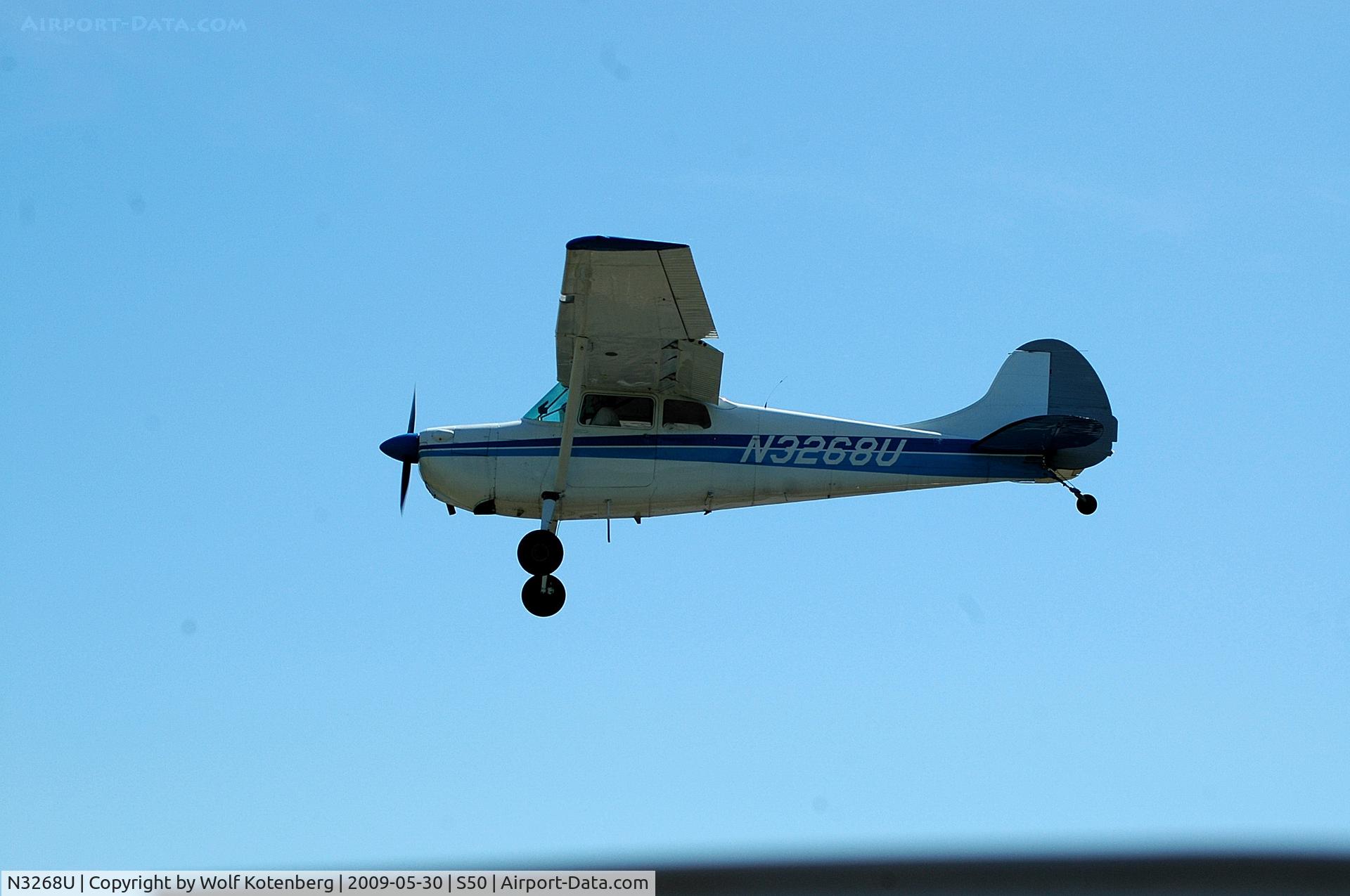 N3268U, Cessna 170B C/N 20956, in flight on final