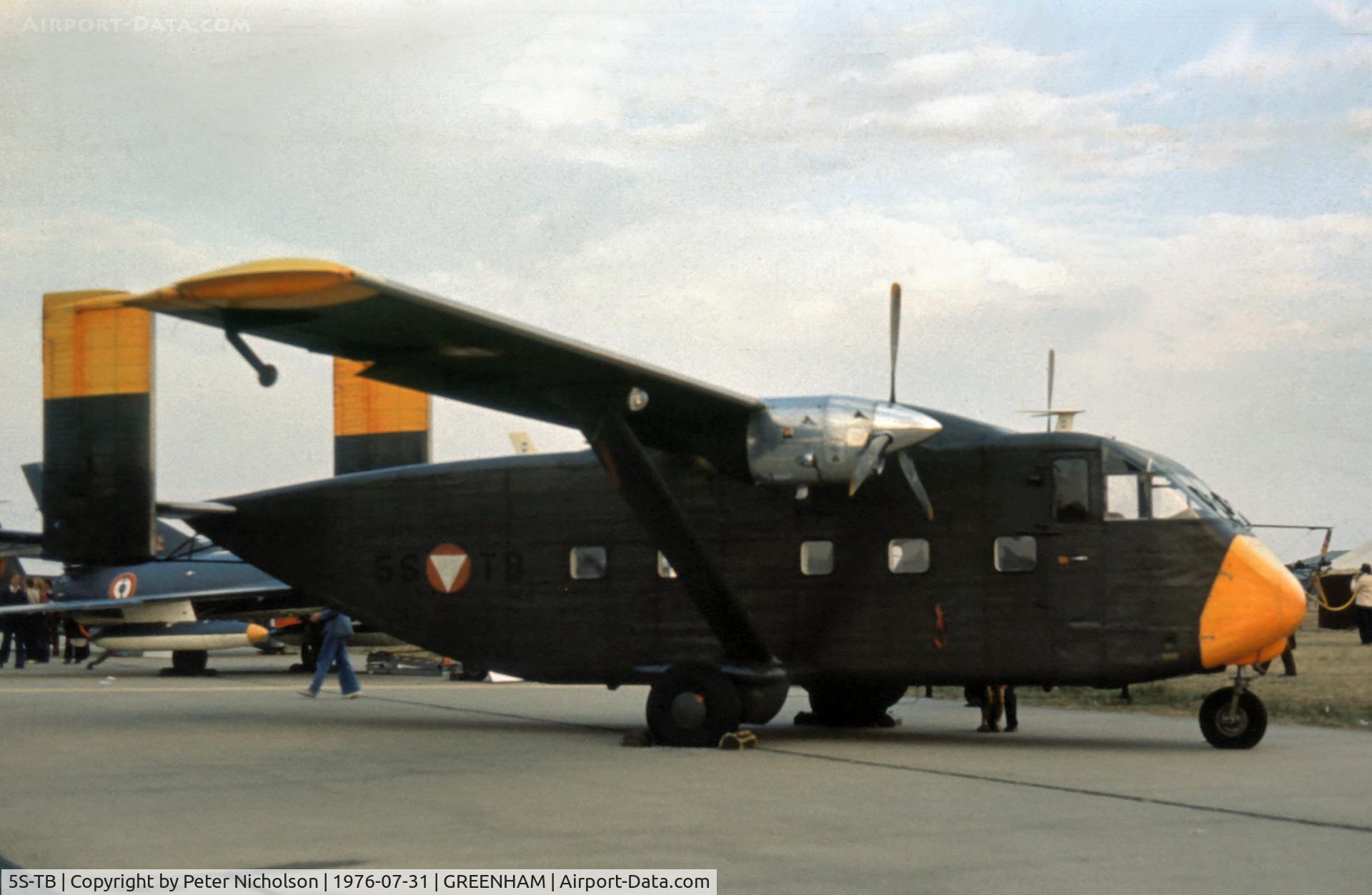 5S-TB, 1969 Short SC-7 Skyvan 3M-400 C/N SH.1860, Series 3M-400 Skyvan of Austrian Air Force's 4 Flachenstaffel at the 1976 Intnl Air Tattoo at RAF Greenham Common.