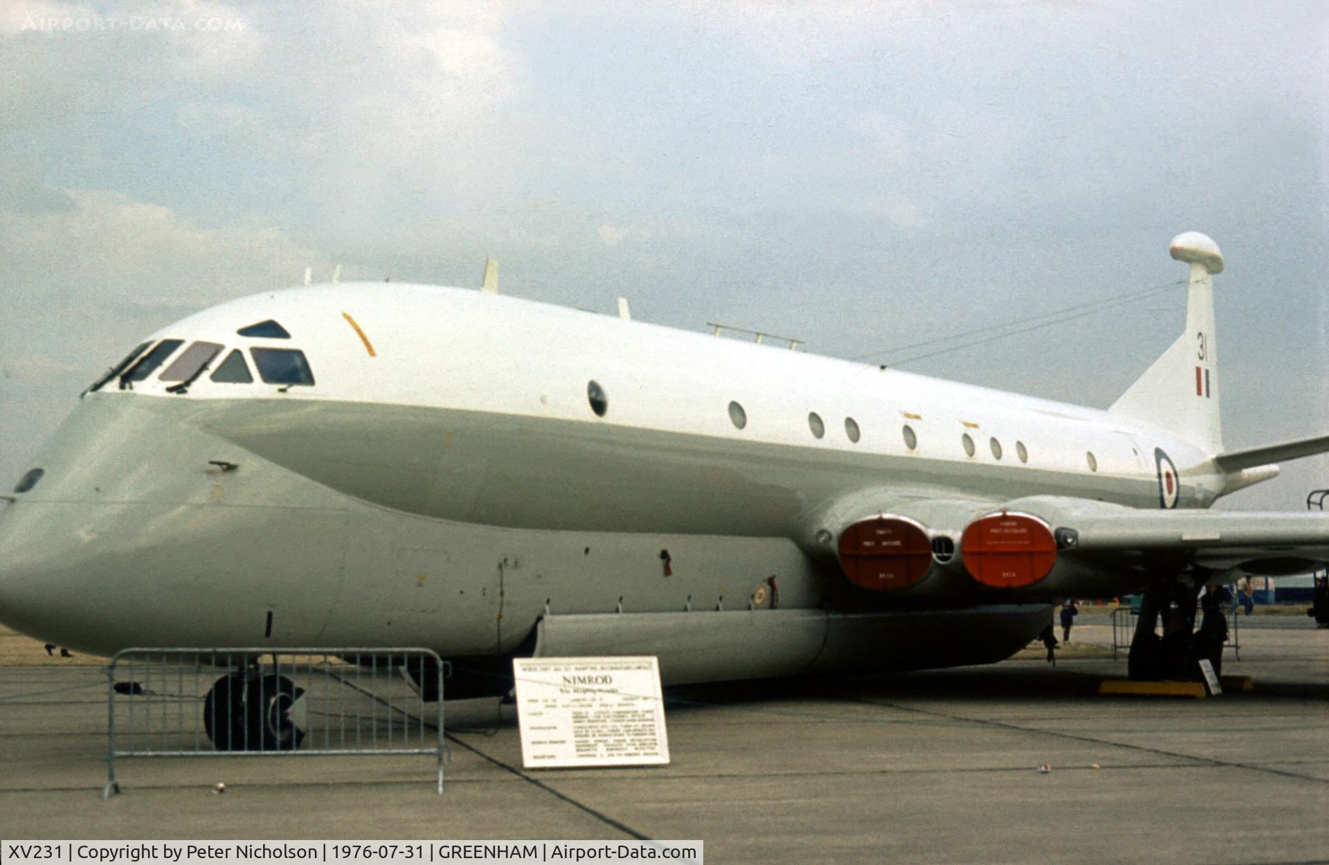 XV231, Hawker Siddeley Nimrod MR.1 C/N 8006, Nimrod MR.1 at the 1976 Intnl Air Tattoo at RAF Greenham Common.