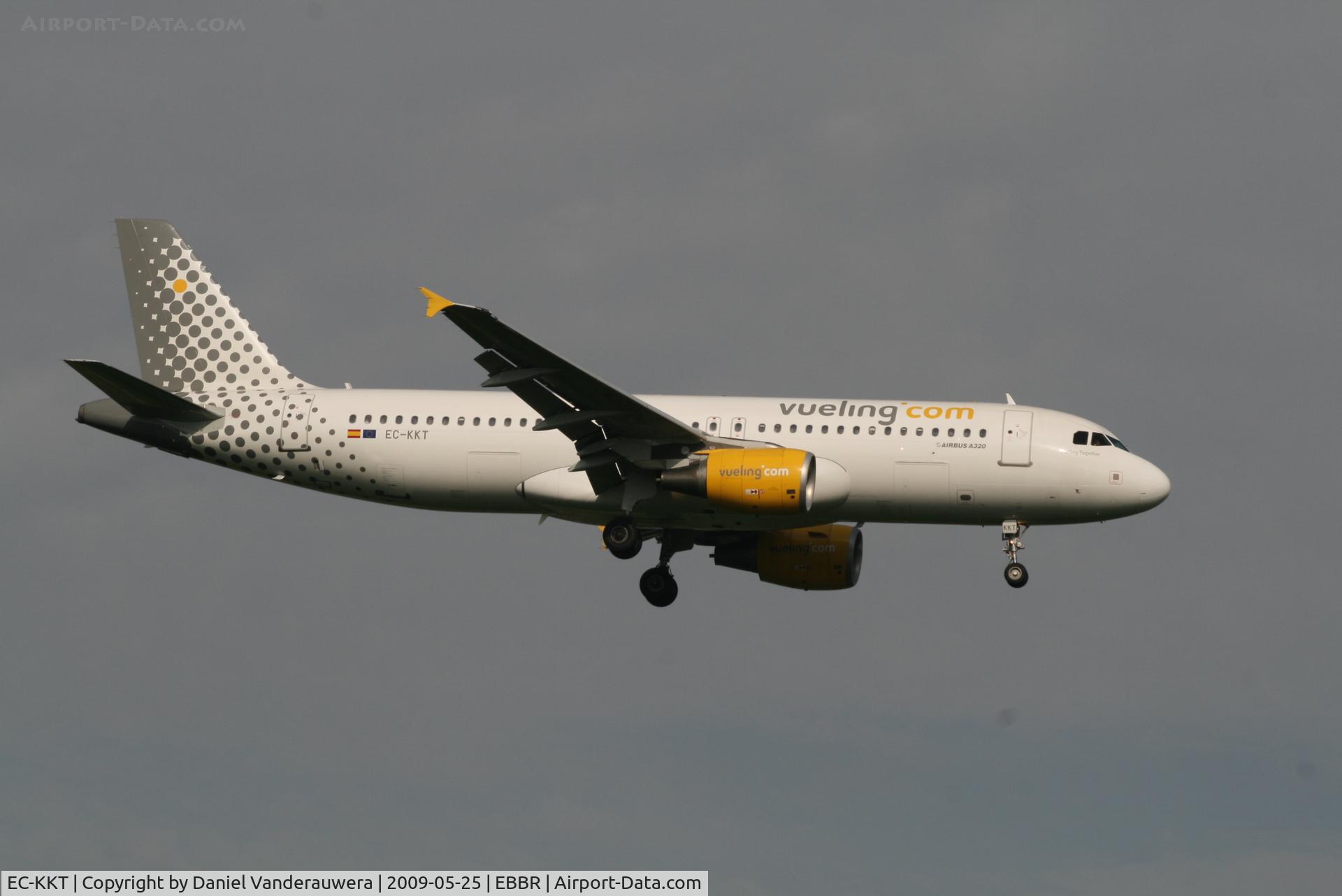EC-KKT, 2007 Airbus A320-214 C/N 3293, flight VY8728 is descending to rwy 02