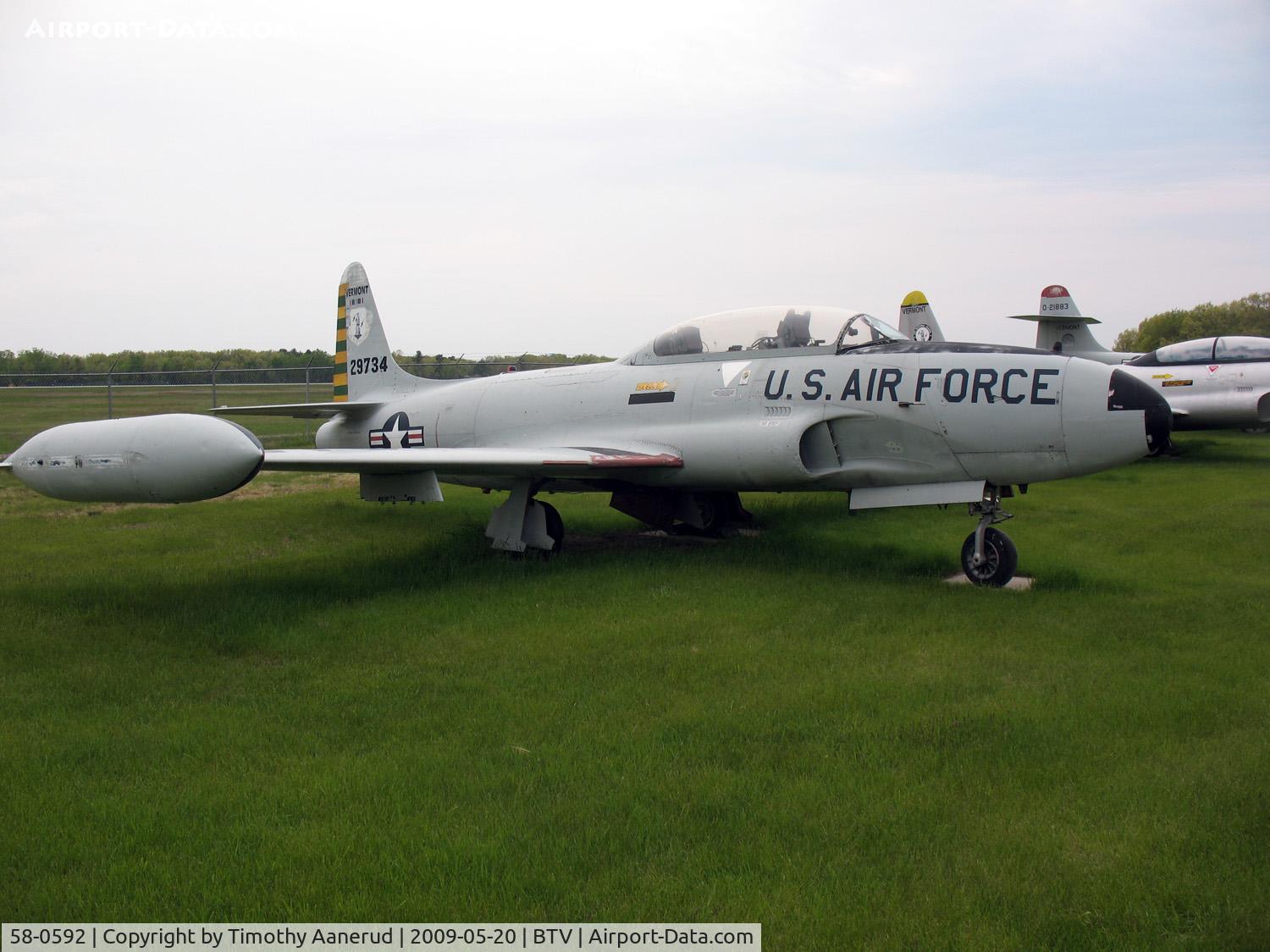 58-0592, 1958 Lockheed T-33A Shooting Star C/N 580-1561, Vermont Air National Guard airpark, Burlington, VT