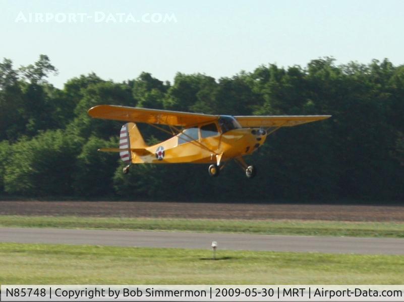 N85748, 1955 Aeronca 7AC Champion C/N 7AC-4497, Take-off from RWY 27 at Marysville, Ohio