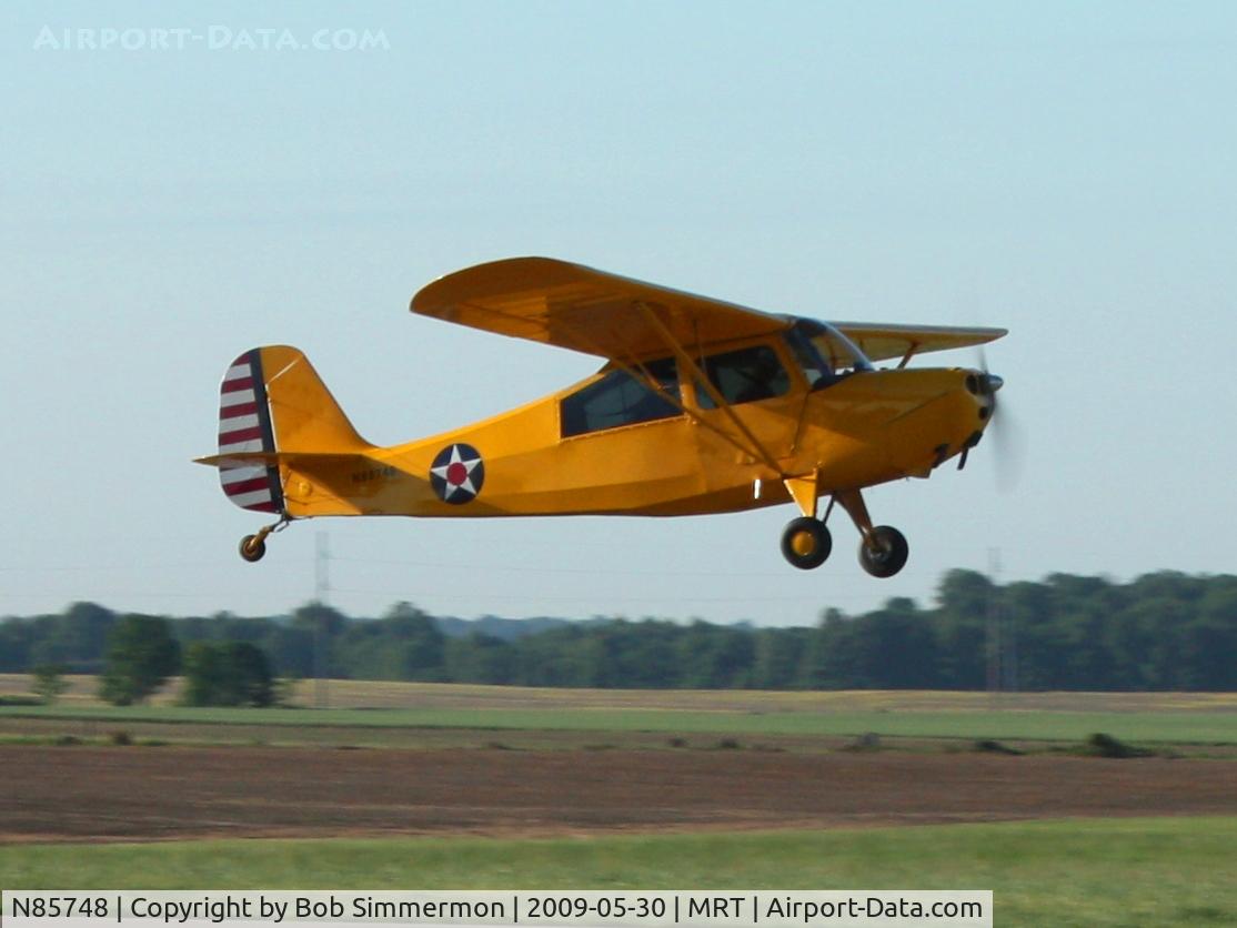 N85748, 1955 Aeronca 7AC Champion C/N 7AC-4497, Take-off from RWY 27 at Marysville, Ohio