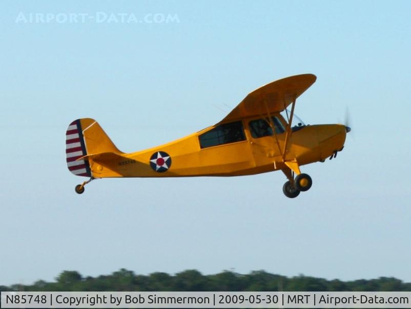 N85748, 1955 Aeronca 7AC Champion C/N 7AC-4497, Take-off from RWY 27 at Marysville, Ohio