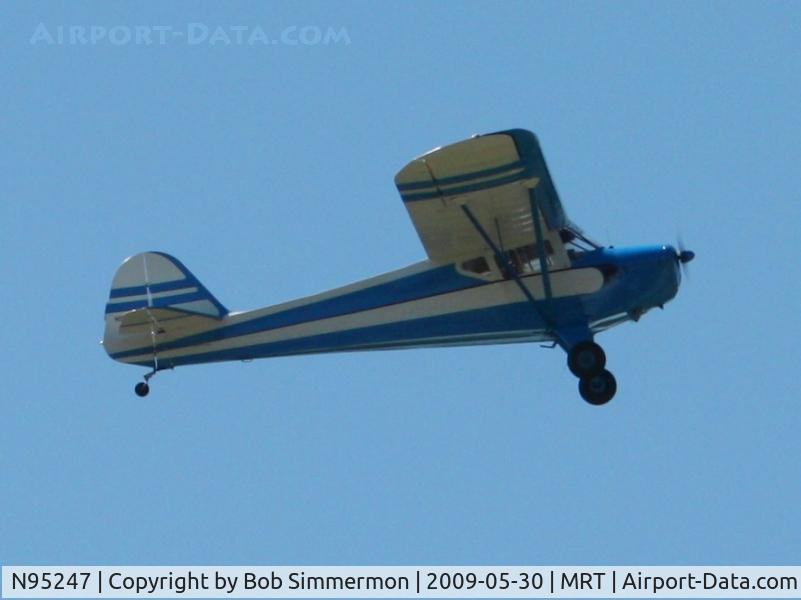 N95247, 1946 Taylorcraft BC12-D C/N 9647, Departing Marysville, Ohio