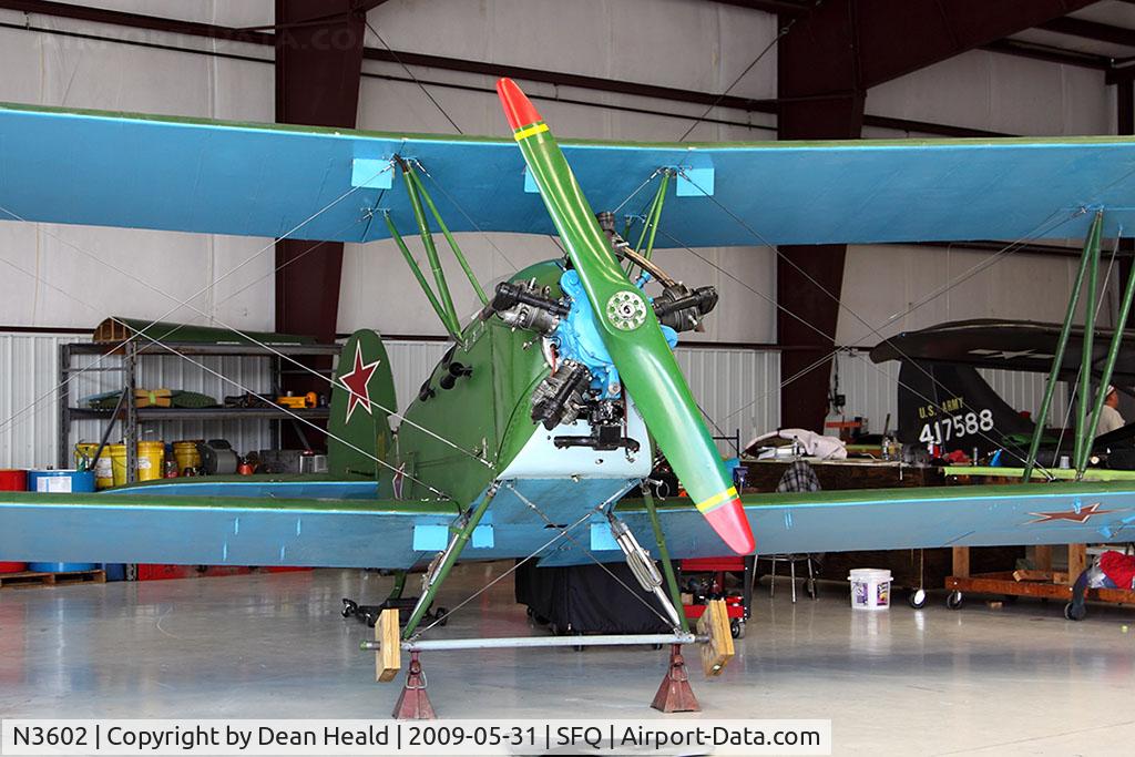 N3602, Polikarpov Po-2 C/N 0717, Although there were over 40,000 originally built, currently there are only four Polikarpov Po-2's flying in the world. This aircraft is undergoing maintenance at The Fighter Factory in Suffolk, VA.