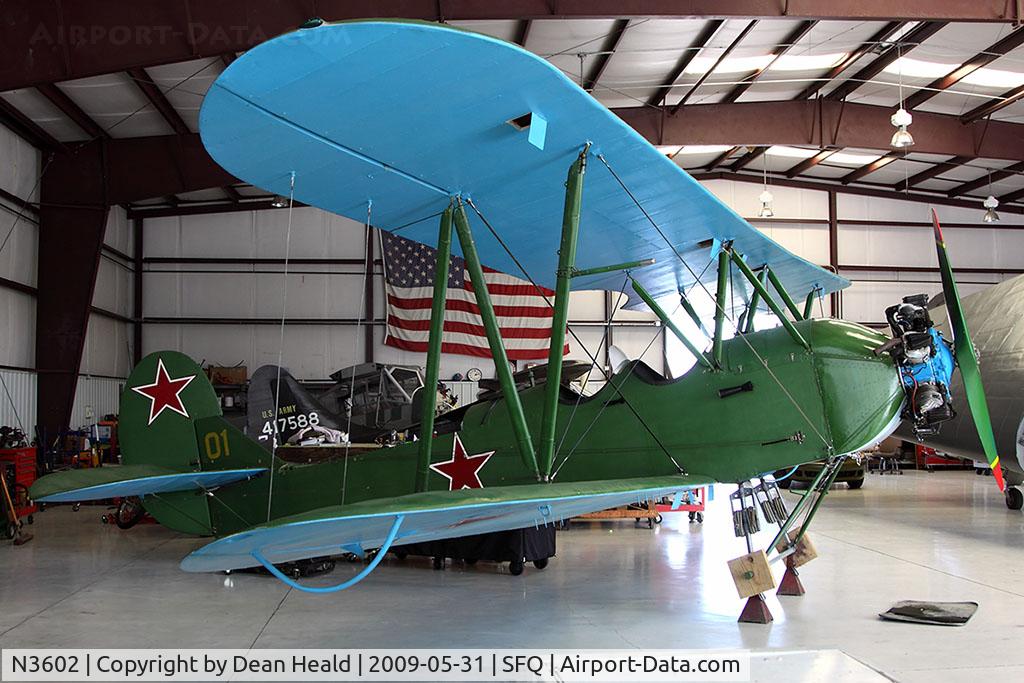 N3602, Polikarpov Po-2 C/N 0717, Although there were over 40,000 originally built, currently there are only four Polikarpov Po-2's flying in the world. This aircraft is undergoing maintenance at The Fighter Factory in Suffolk, VA.