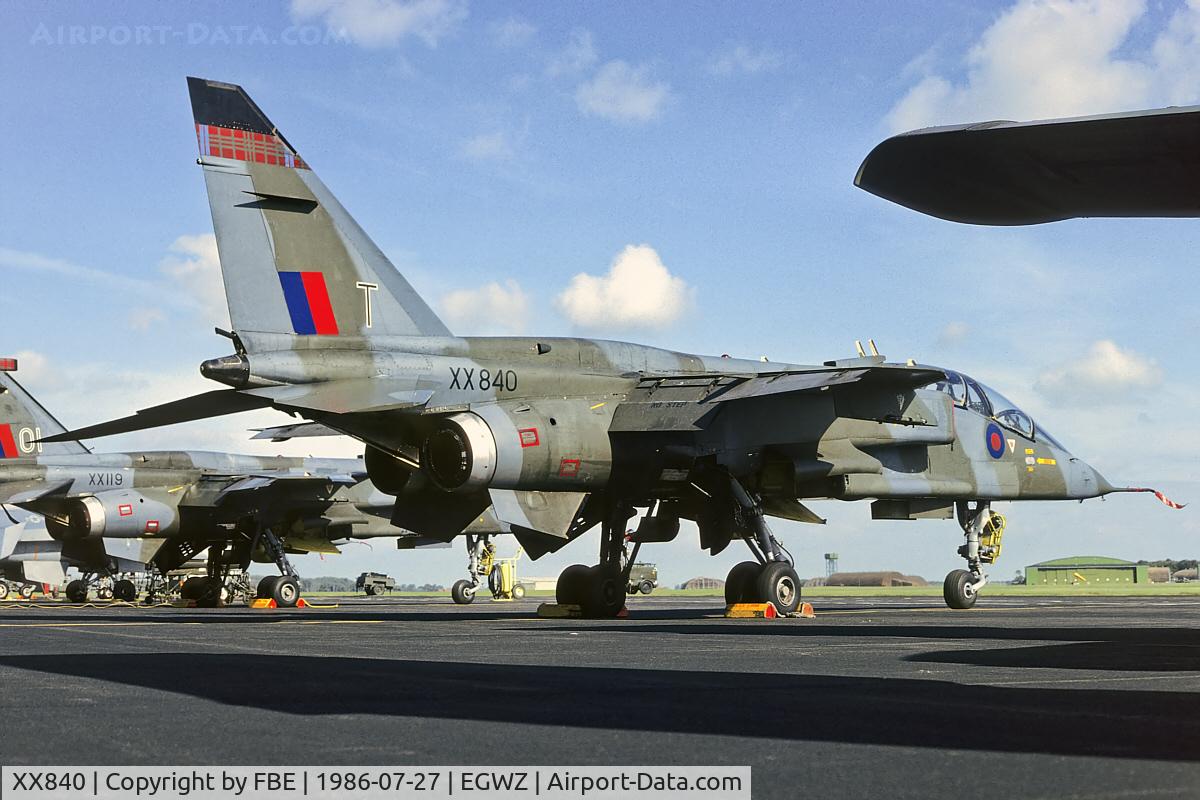 XX840, 1975 Sepecat Jaguar T.2 C/N B.28, early morning at RAF Alconbury