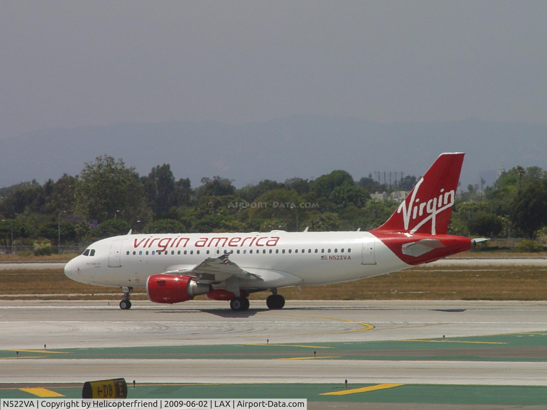 N522VA, 2006 Airbus A319-112 C/N 2811, Taking off westbound