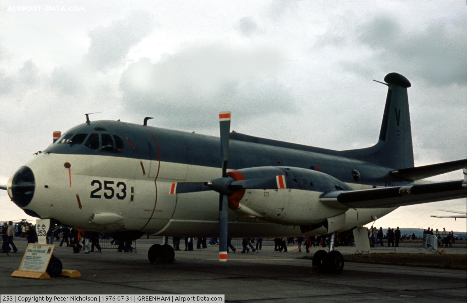 253, 1969 Breguet SP-13A Atlantic C/N 58, Royal Netherlands Navy Atlantic of 321 Squadron at the 1976 Intnl Air Tattoo at RAF Greenham Common.