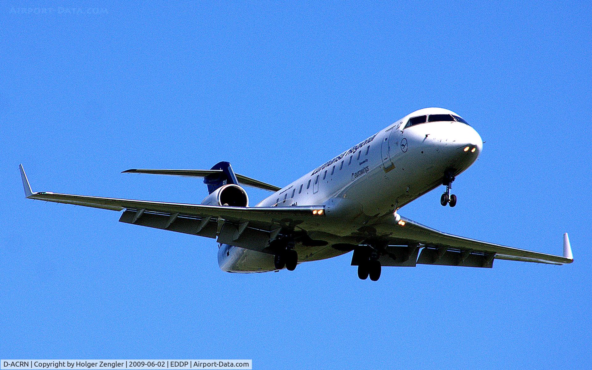 D-ACRN, 2001 Canadair CRJ-200LR (CL-600-2B19) C/N 7486, Flight LH 874 from Dusseldorf (DUS) on the way down to LEJ