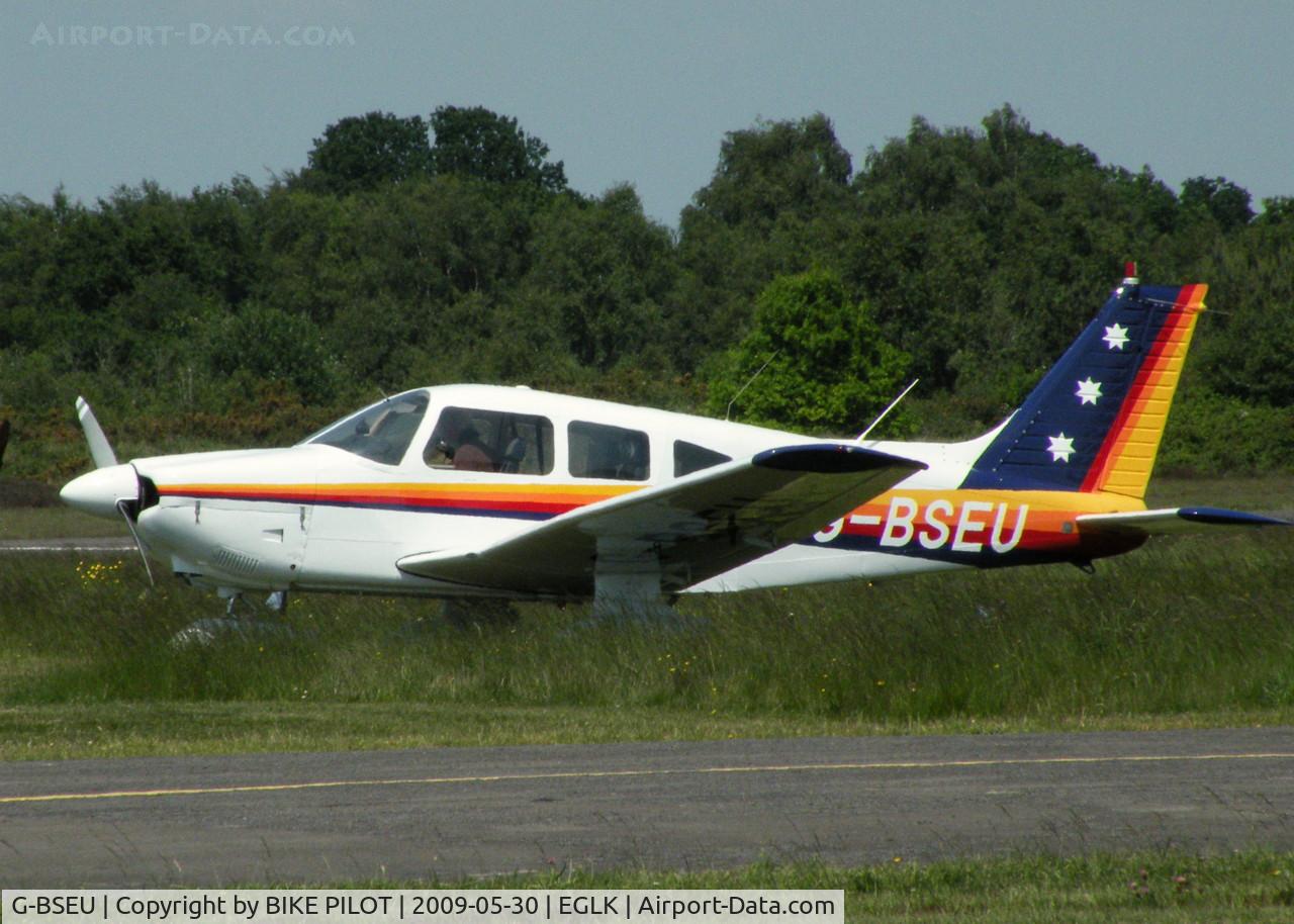 G-BSEU, 1977 Piper PA-28-181 Cherokee Archer II C/N 28-7890108, THIS VISITING CHEROKEE WAS A ONE TIME BLACKBUSHE RESIDENT