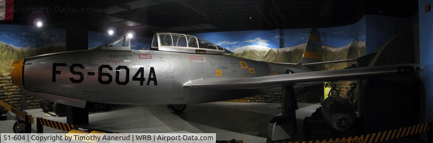 51-604, 1951 Republic F-84E Thunderjet C/N Not found 51-604, Museum of Aviation, Robins AFB.   photostitched