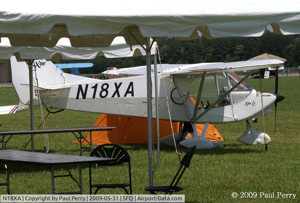 N18XA, X-Air XA85 C/N XA850005, Seen with a tent, from under a tent
