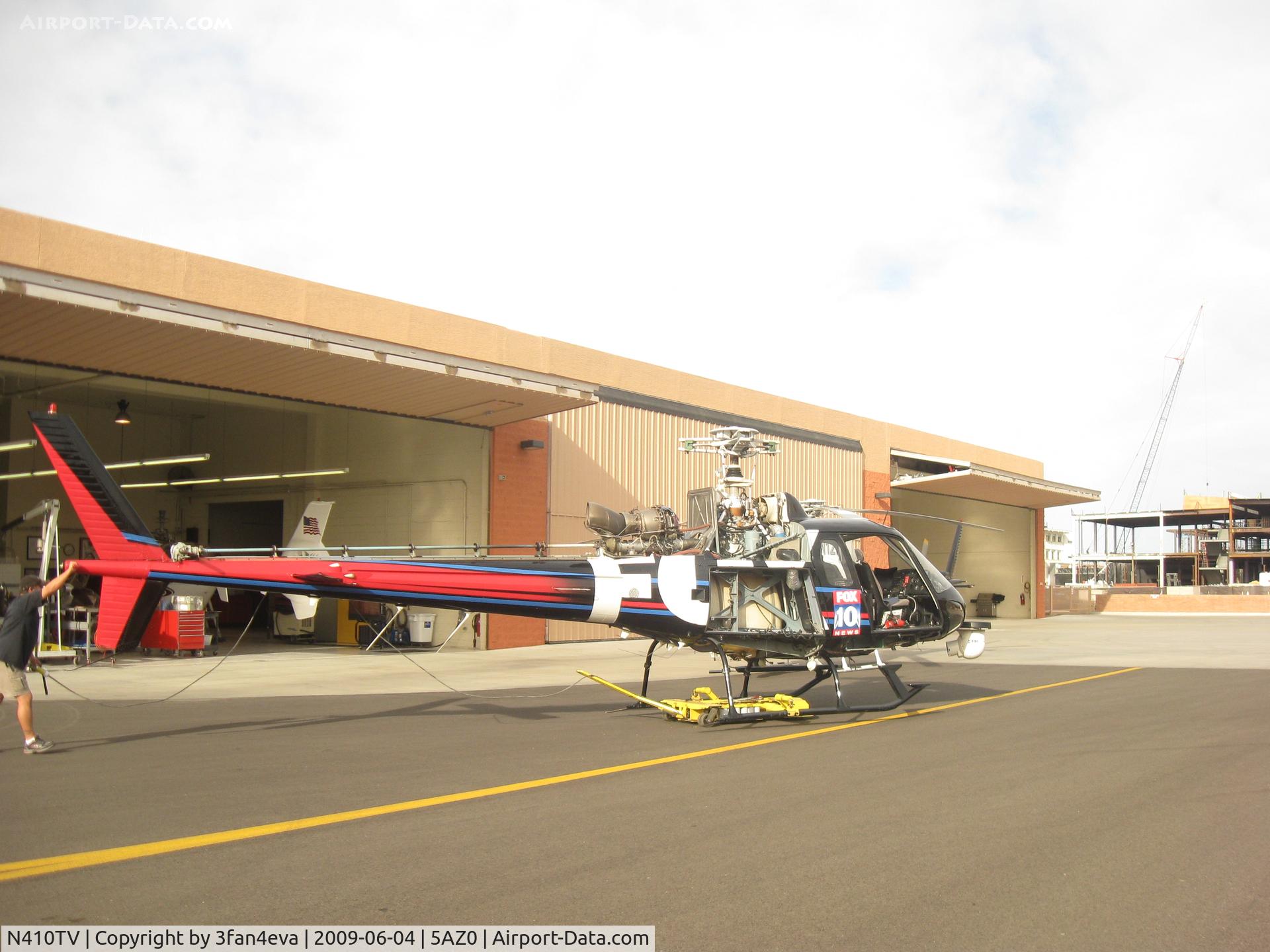 N410TV, Aerospatiale AS-350B-2 Ecureuil C/N 2408, Skyfox10 undergoing 100 hour checkup @ Westcor Aviation