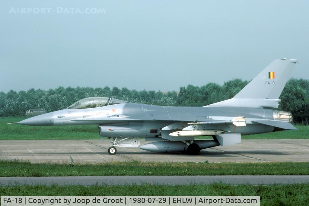 FA-18, 1980 SABCA F-16A Fighting Falcon C/N 6H-18, FA-18 participated in the MOT&E-team during the summer of 1980.