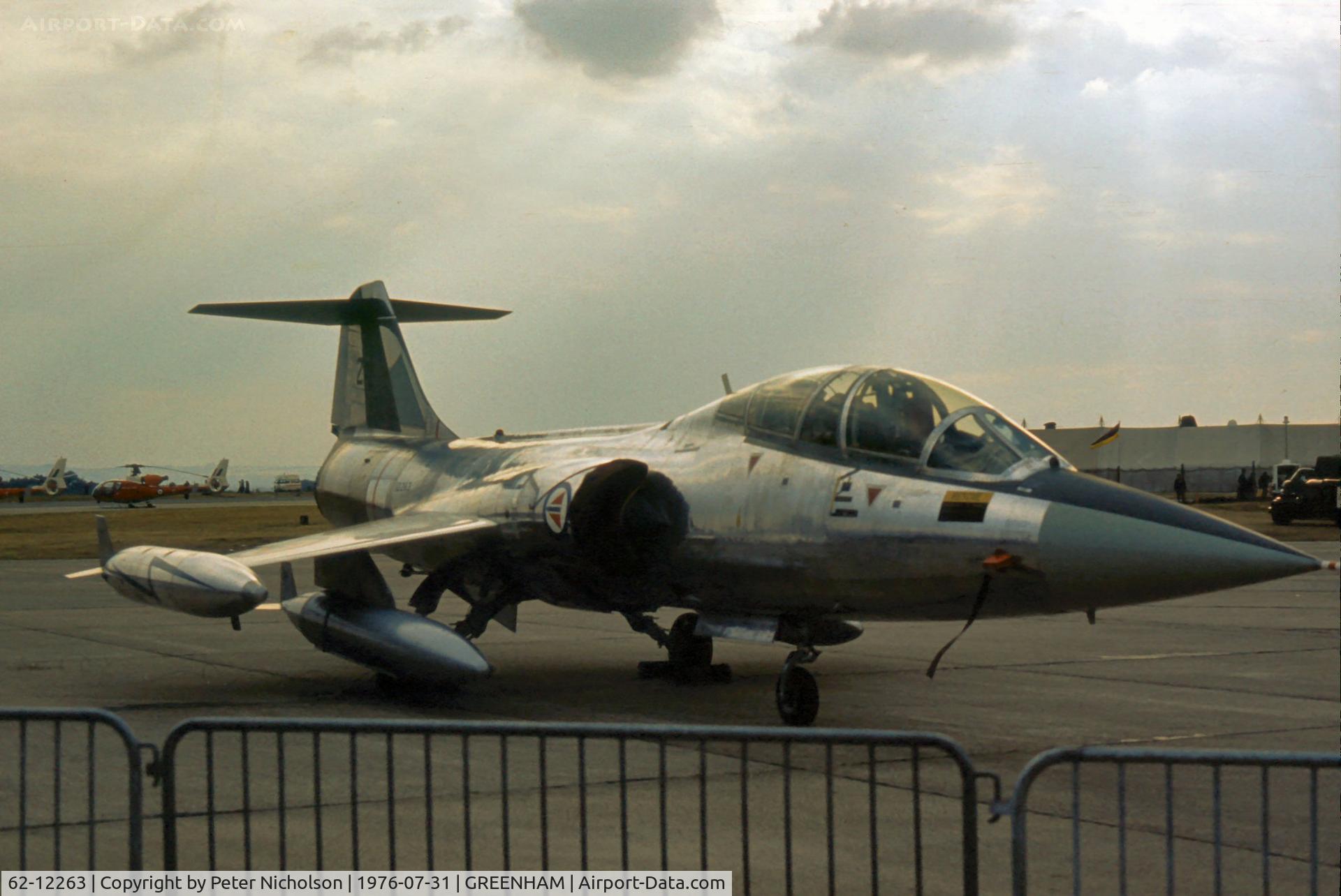 62-12263, 1962 Lockheed TF-104G Starfighter C/N 583C-5508, TF-104G Starfighter of 331 Skv Royal Norwegian Air Force at the 1976 Intnl Air Tattoo at RAF Greenham Common.