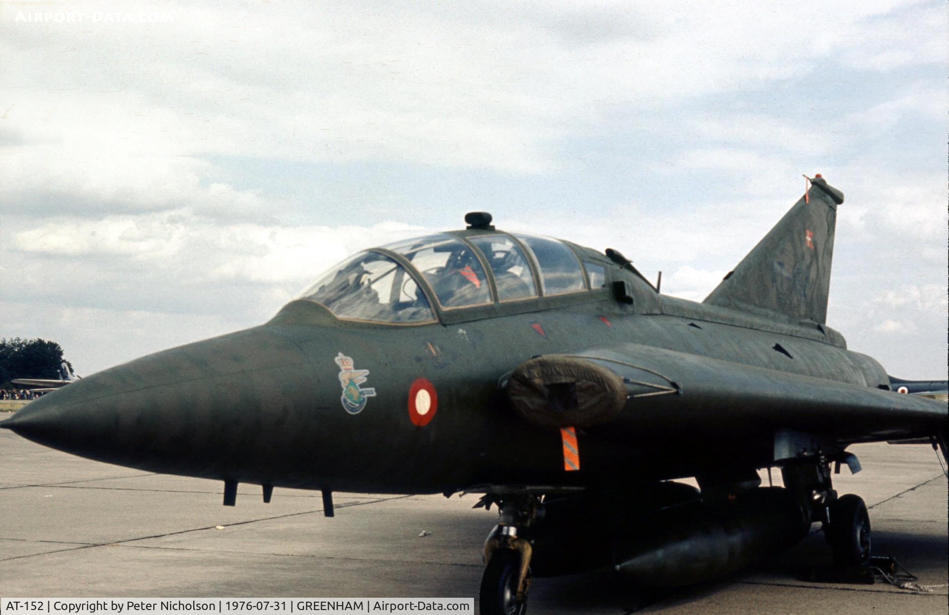 AT-152, 1971 Saab TF-35 Draken C/N 35-1152, Another view of the Royal Danish Air Force Draken of Esk 729 at the 1976 Intnl Air Tattoo at RAF Greenham Common.