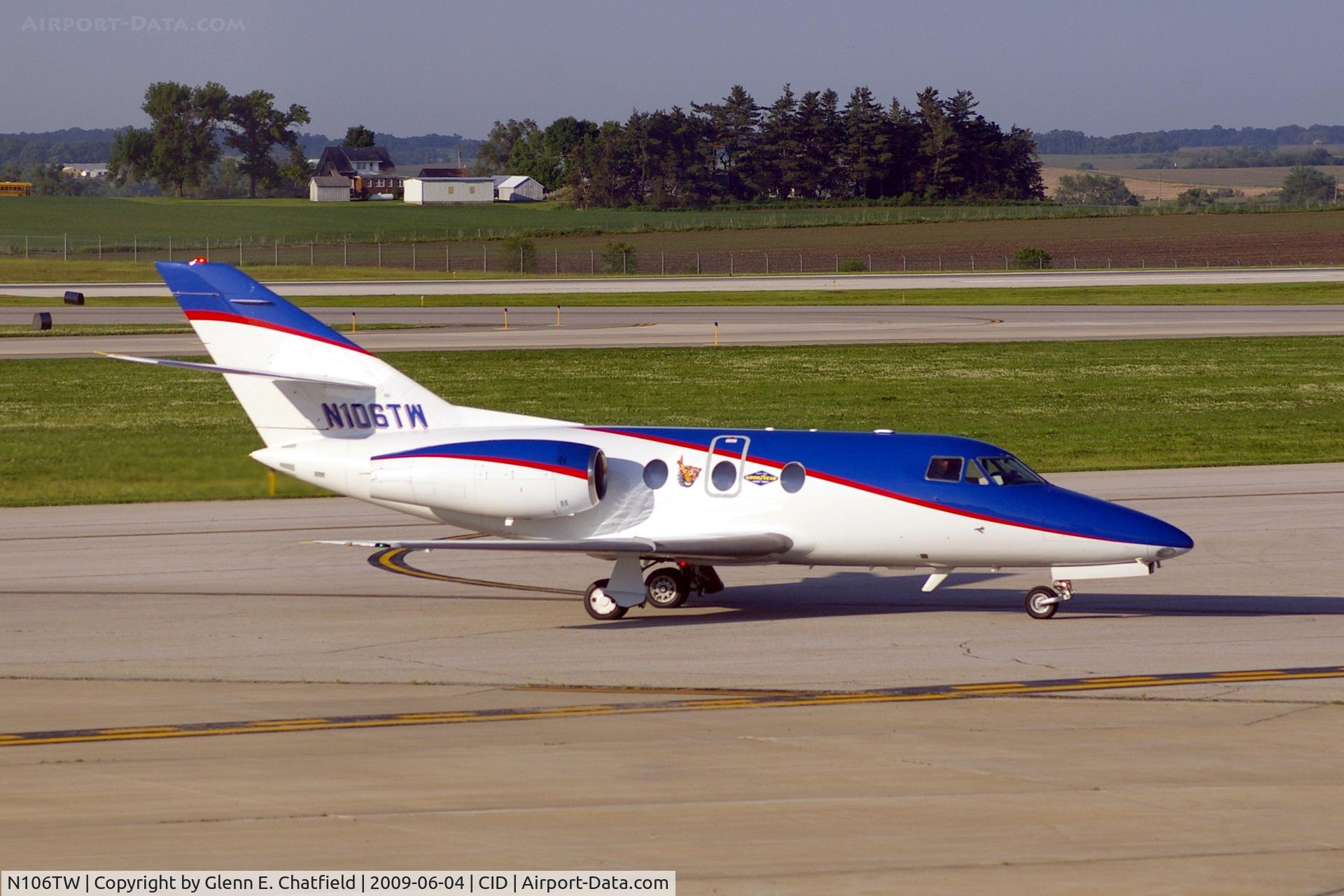 N106TW, 1976 Dassault Falcon 10 C/N 84, Taxiing to Landmark FBO, after landing runway 27