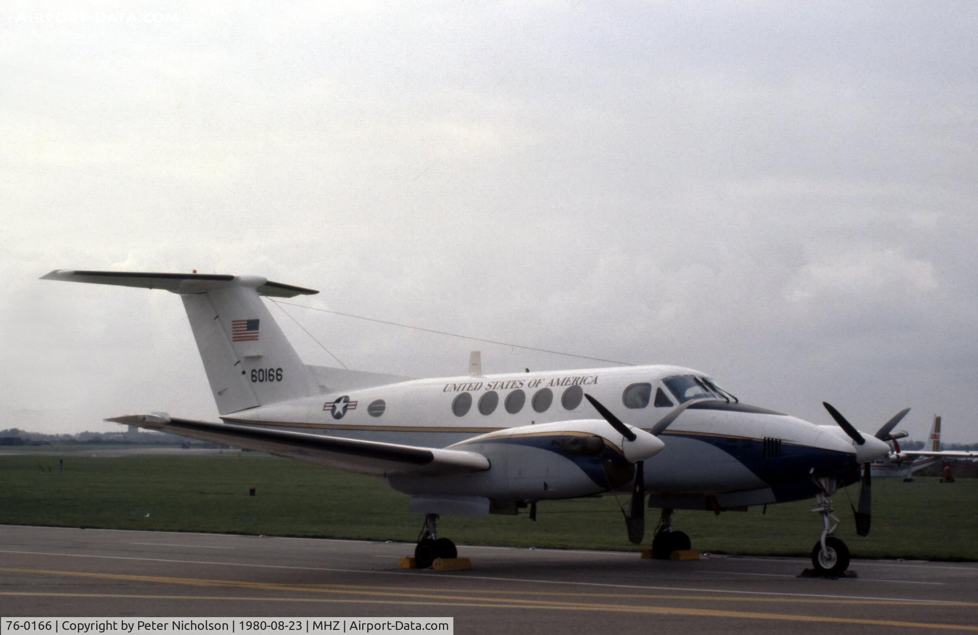76-0166, 1976 Beech C-12A Huron C/N BD-023, C-12A Huron of 58 MAS on display at the 1980 Mildenhall Air Fete.