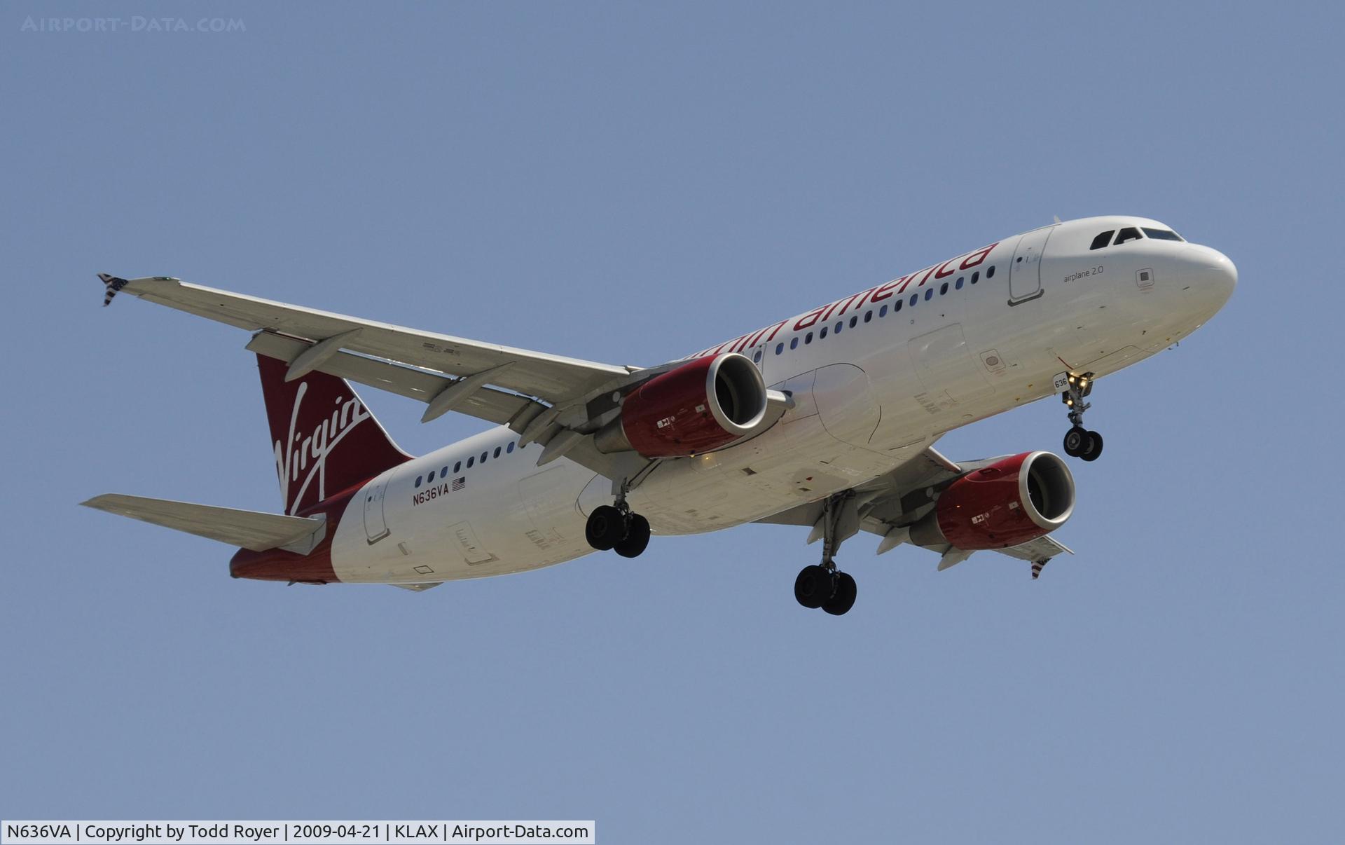 N636VA, 2008 Airbus A320-214 C/N 3460, Landing 24R at LAX