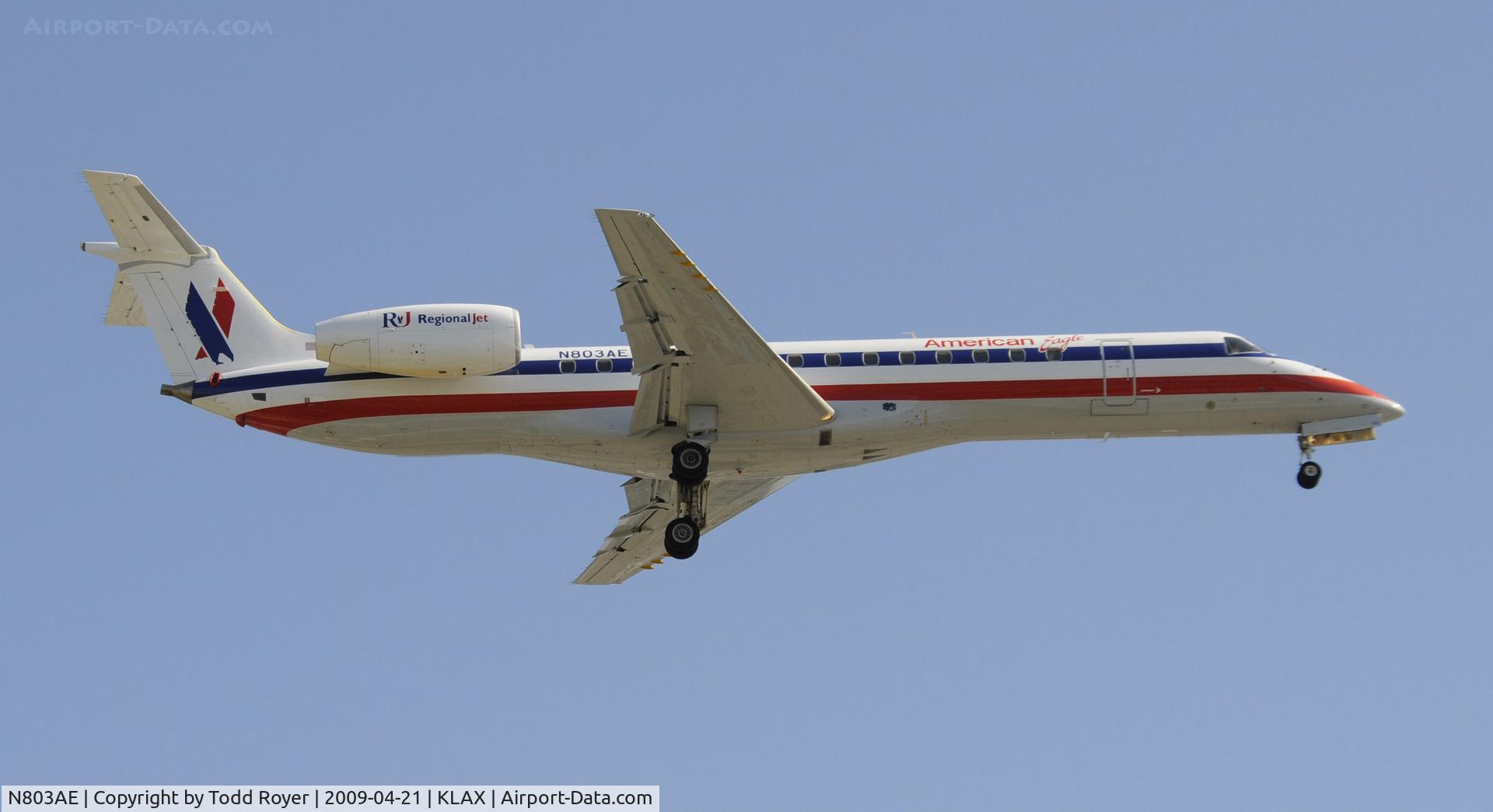 N803AE, 2001 Embraer ERJ-140LR (EMB-135KL) C/N 145483, Landing 24R at LAX