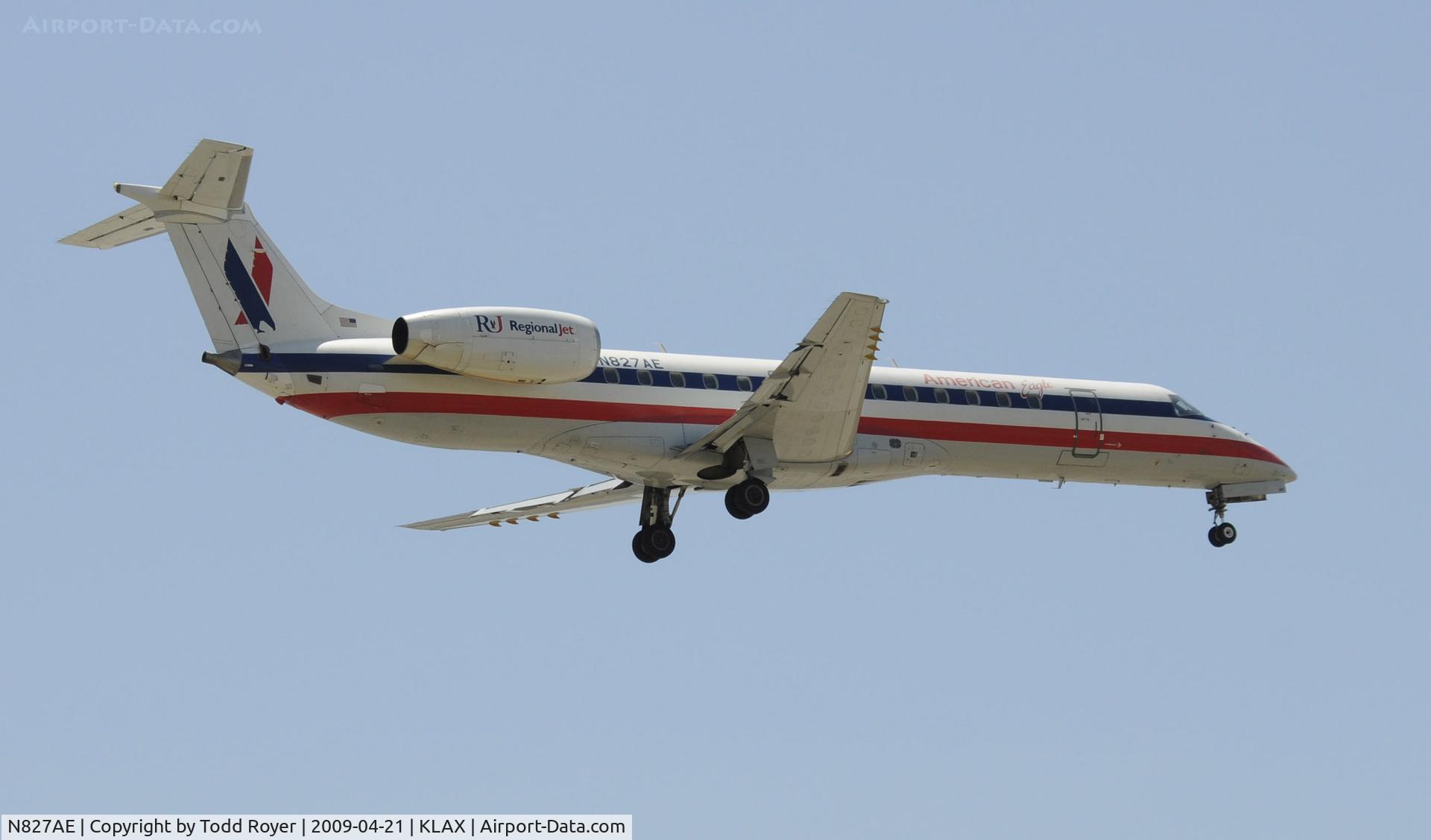 N827AE, 2002 Embraer ERJ-140LR (EMB-135KL) C/N 145602, Landing 24R at LAX
