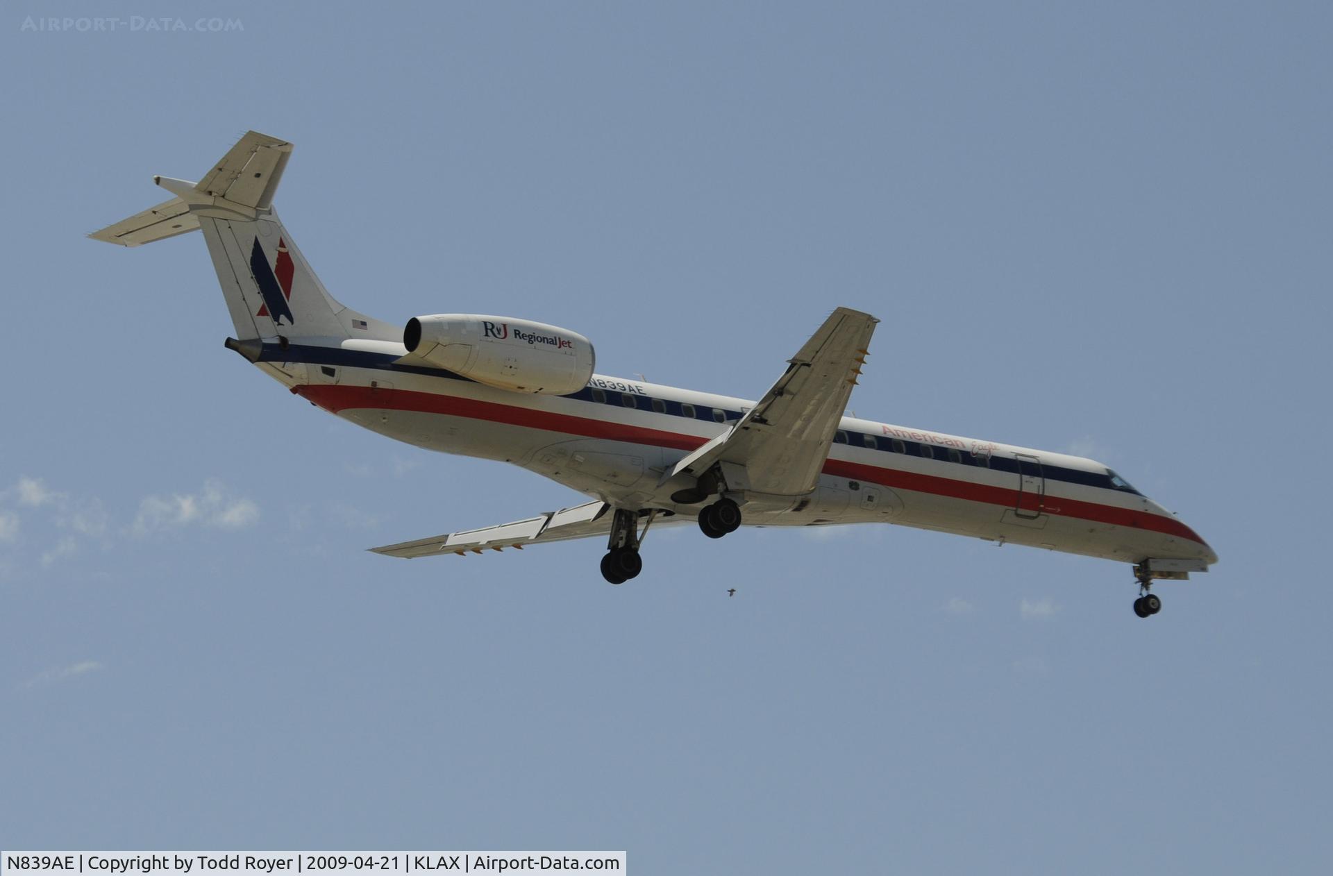 N839AE, 2002 Embraer ERJ-140LR (EMB-135KL) C/N 145653, Landing 24R at LAX