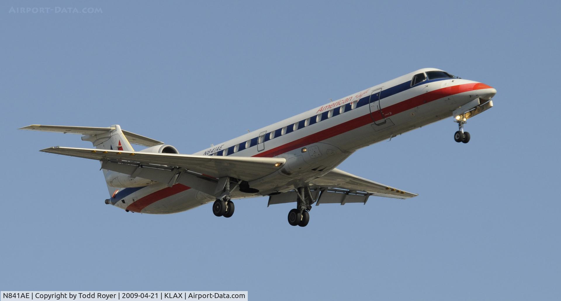 N841AE, 2002 Embraer ERJ-140LR (EMB-135KL) C/N 145667, Landing 24R at LAX