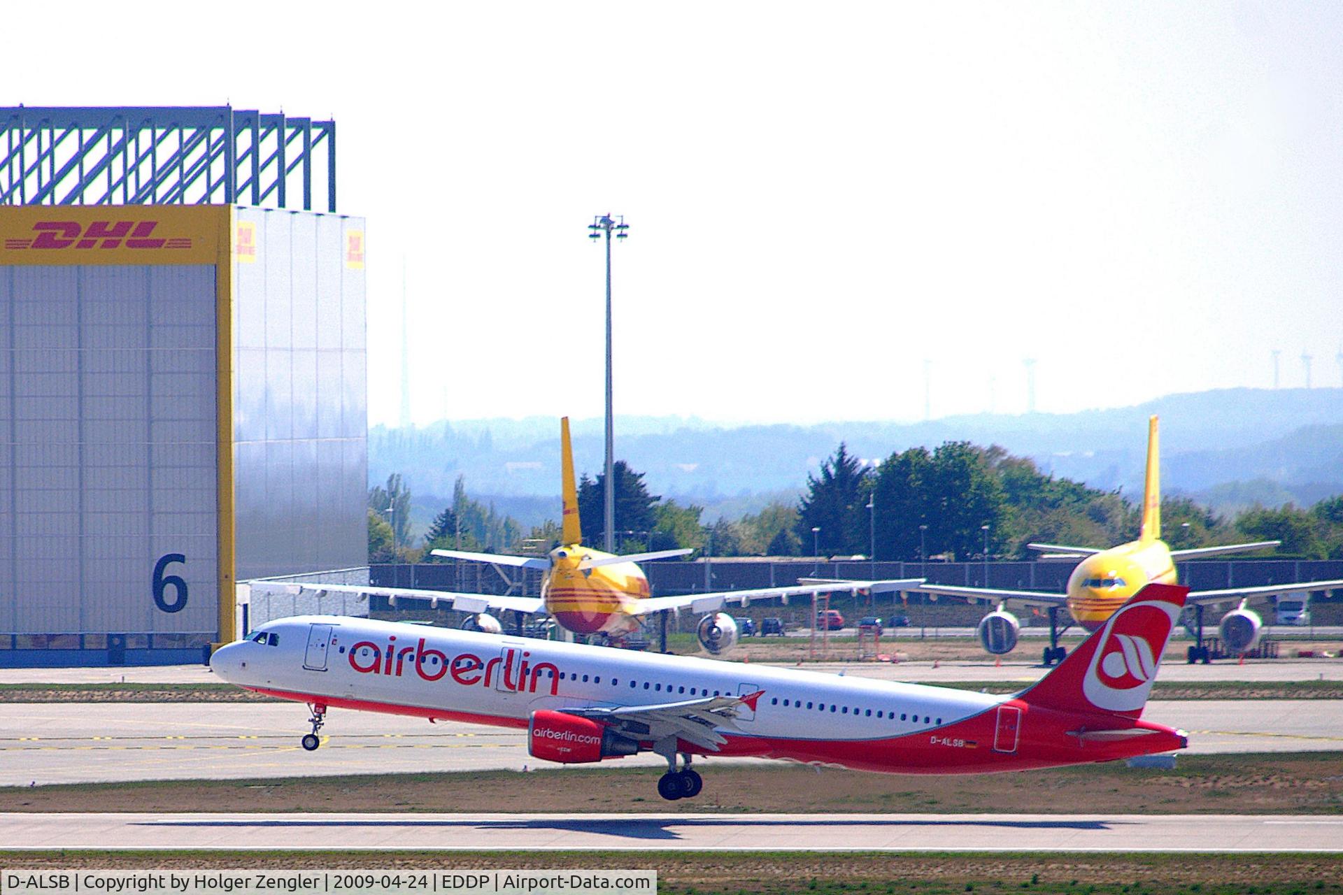 D-ALSB, 2003 Airbus A321-211 C/N 1994, Departing in sight of resting DHL planes