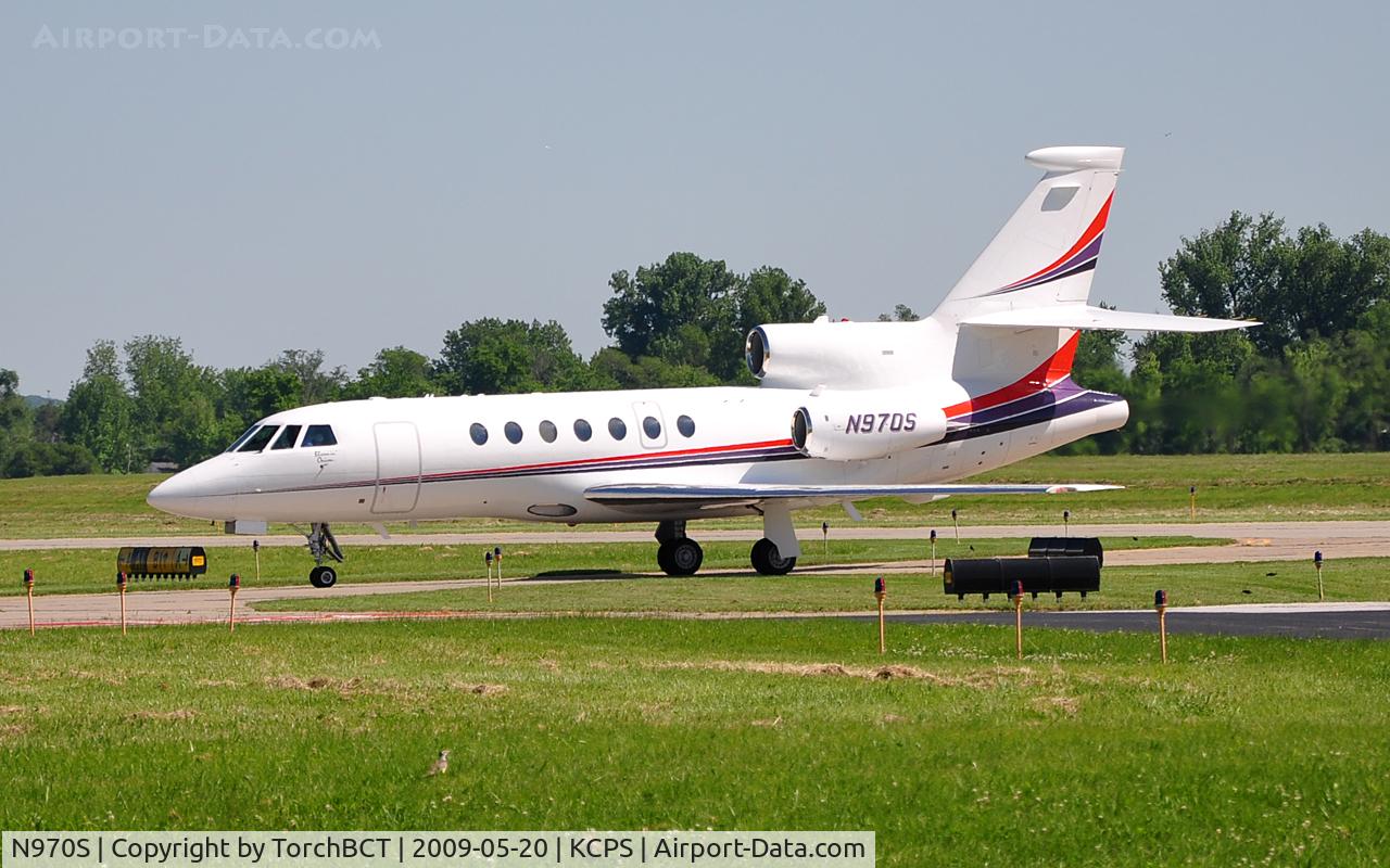 N970S, Dassault Falcon 50 C/N 238, Falcon 50 taxiing to parking at KCPS.