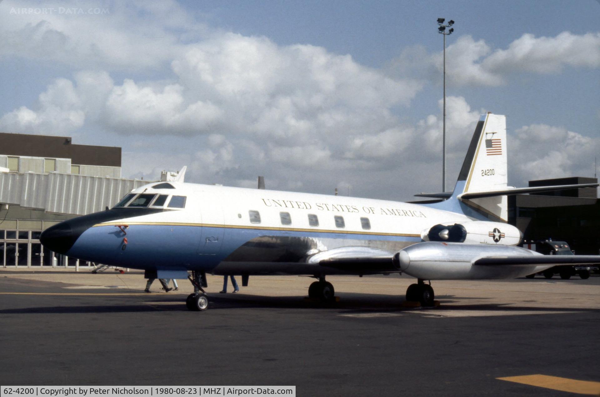 62-4200, 1962 Lockheed VC-140B Jetstar C/N 1329-5044, VC-140B Jetstar of 58 MAS on display at the 1980 Mildenhall Air Fete.