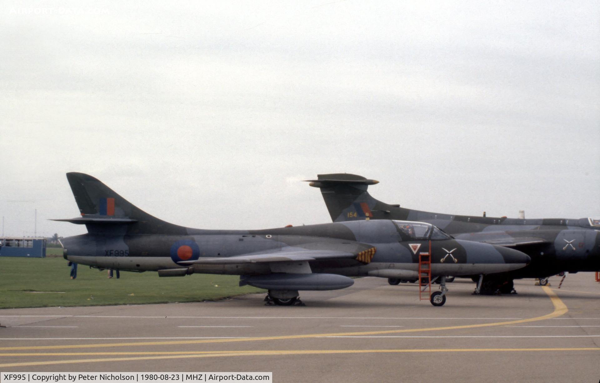 XF995, 1956 Hawker Hunter T.8B C/N HABL-003150, Hunter T.8B of 237 Operational Conversion Unit on display at the 1980 Mildenhall Air Fete.