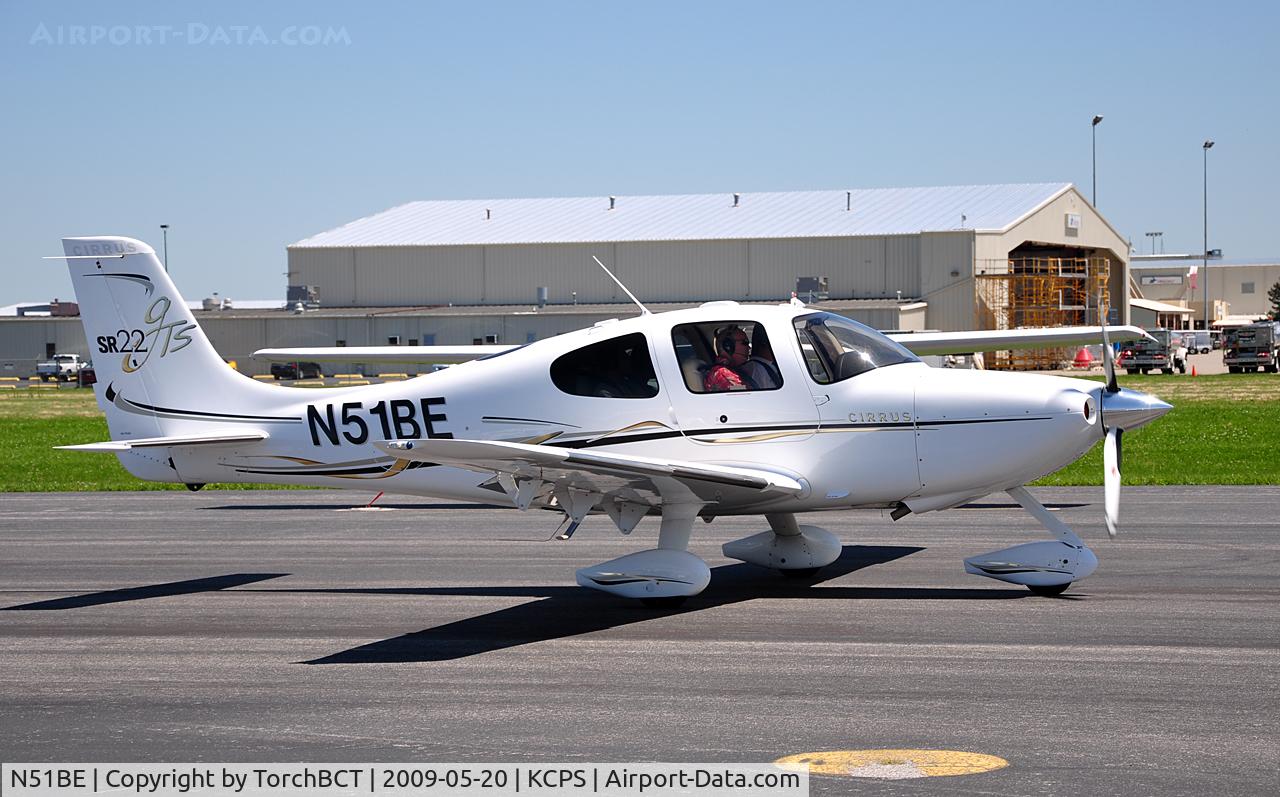 N51BE, 2007 Cirrus SR22 C/N 2325, SR-22 taxiing to RWY 12R at KCPS.