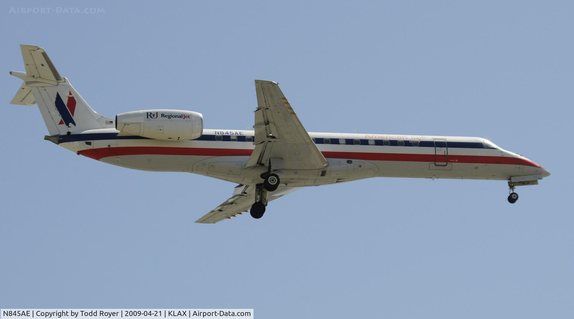 N845AE, 2003 Embraer ERJ-140LR (EMB-135KL) C/N 145685, Landing 24R at LAX