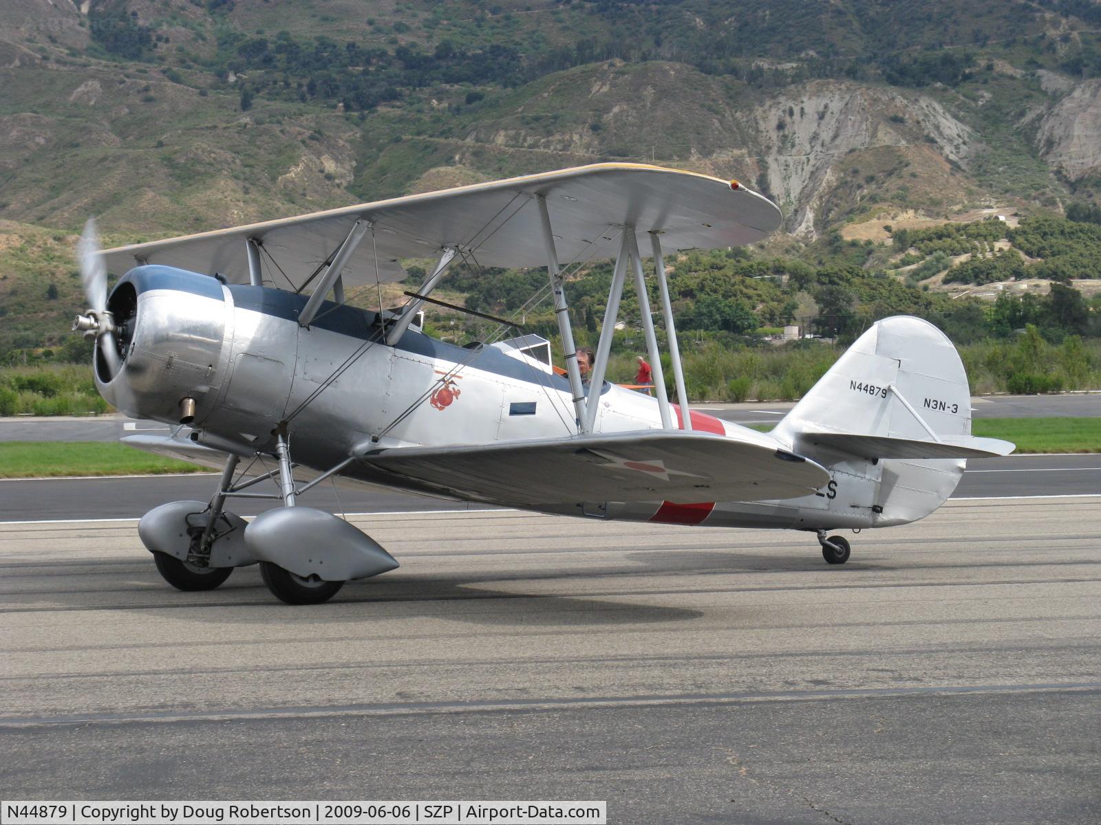 N44879, 1940 Naval Aircraft Factory N3N-3 C/N 4425, 1940 Naval Aircraft Factory N3N-3 'Yellow Peril', Lycoming R680 300 Hp upgrade, this aircraft was sold to the El Toro Marine Corps Museum, taxi