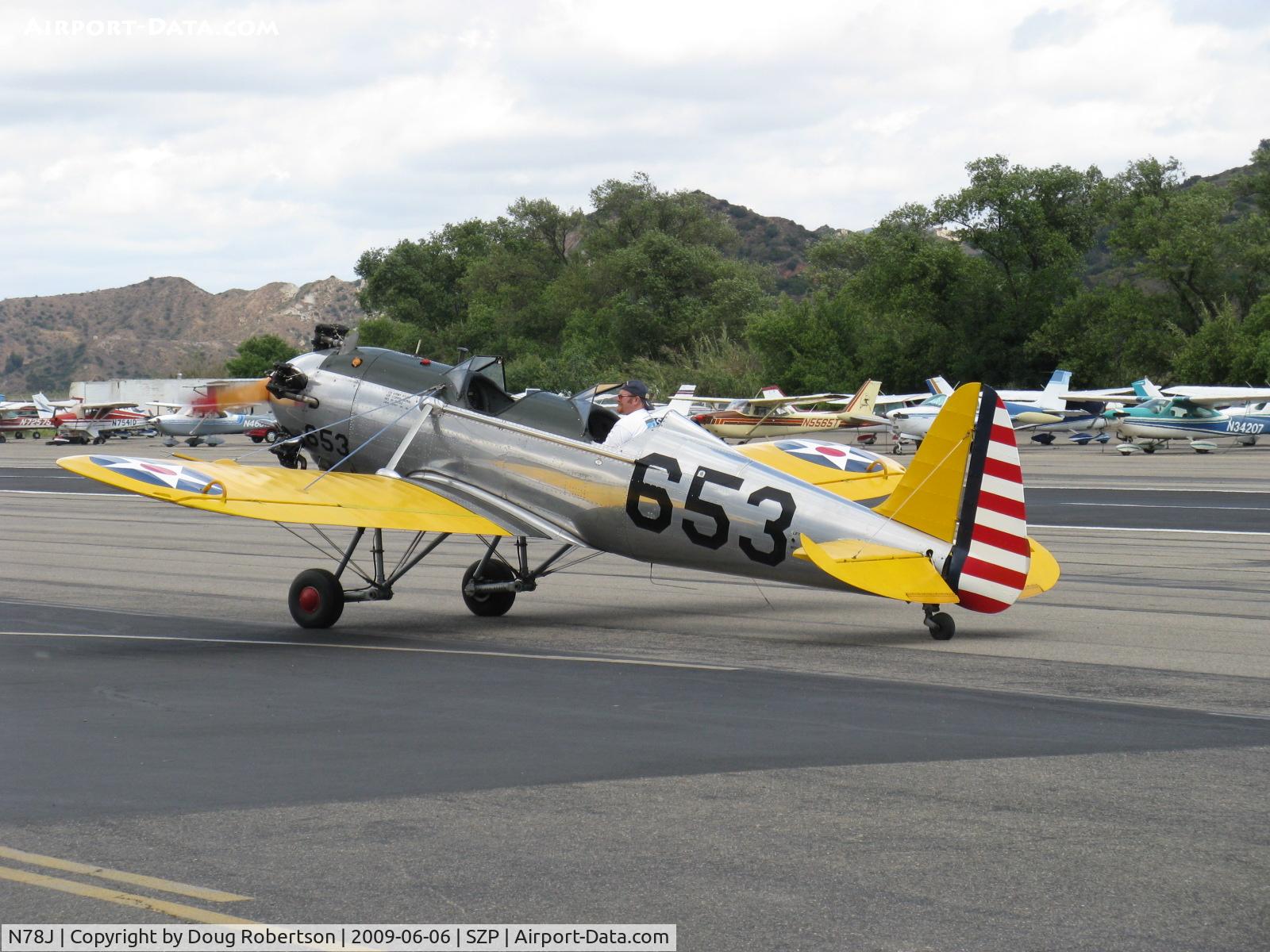 N78J, 1942 Ryan Aeronautical ST3KR C/N 1682, 1942 Ryan Aeronautical ST-3KR as PT-22, Kinner R-5 160 Hp radial, taxi