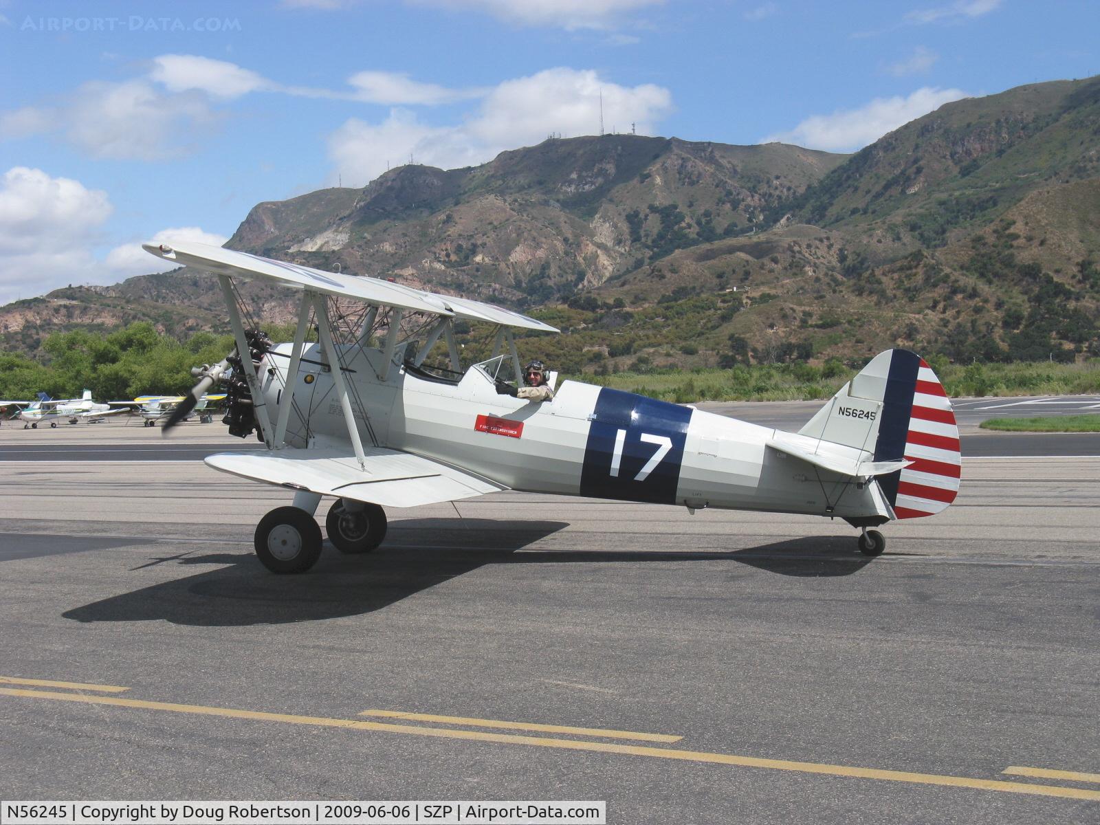 N56245, 1941 Boeing A75N1(PT17) C/N 75-4284, 1942 Boeing Stearman A75N1 (PT17), Jacobs R755-B2M 275 Hp upgrade, taxi